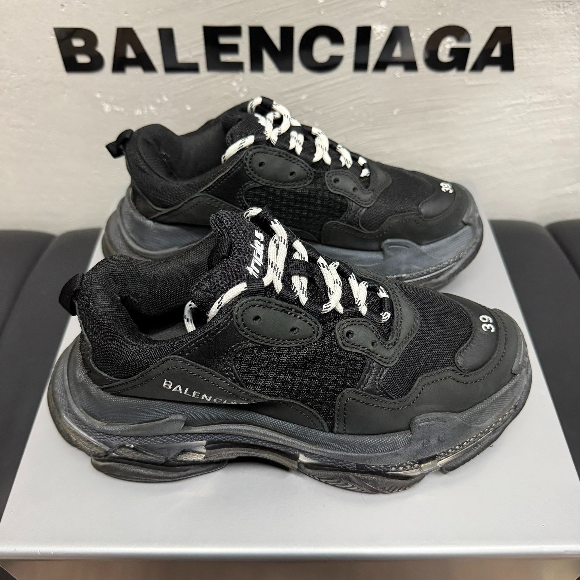 Balenciaga Triple S Black Sneakers — back