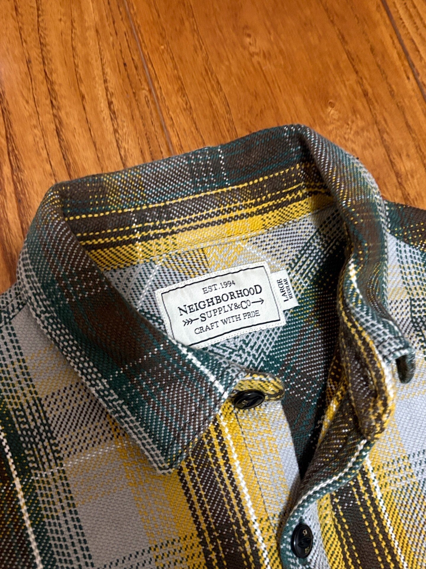 NEIGHBORHOOD CABELLA Check Long Sleeve Shirt — label