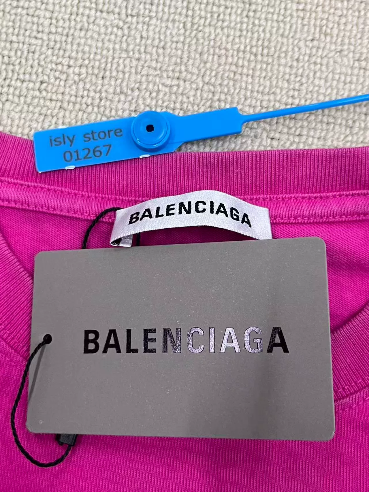 Balenciaga Pink Small Logo Short-Sleeve T-Shirt — label
