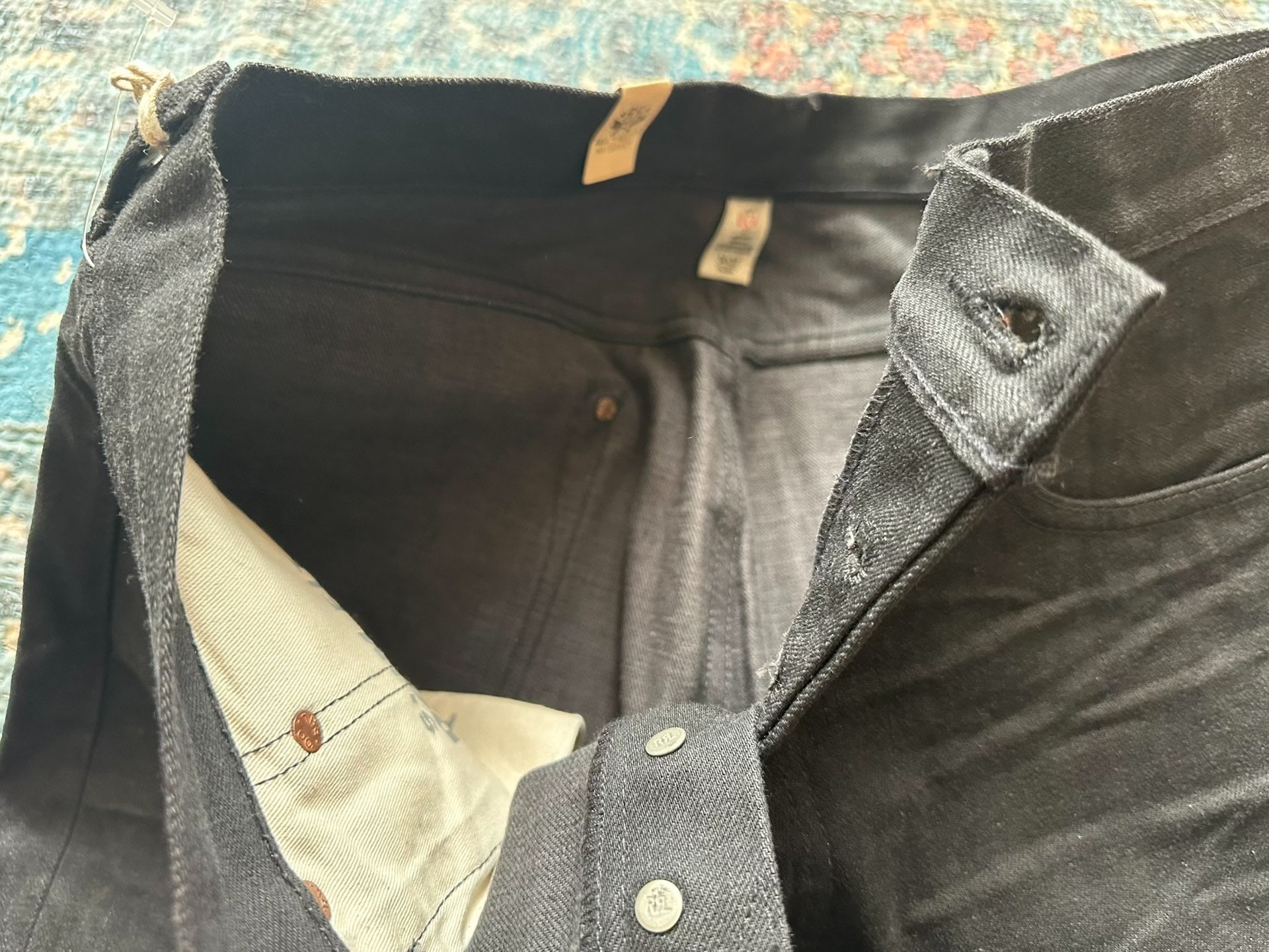 RRL Distressed Black Slim Fit Jeans — back