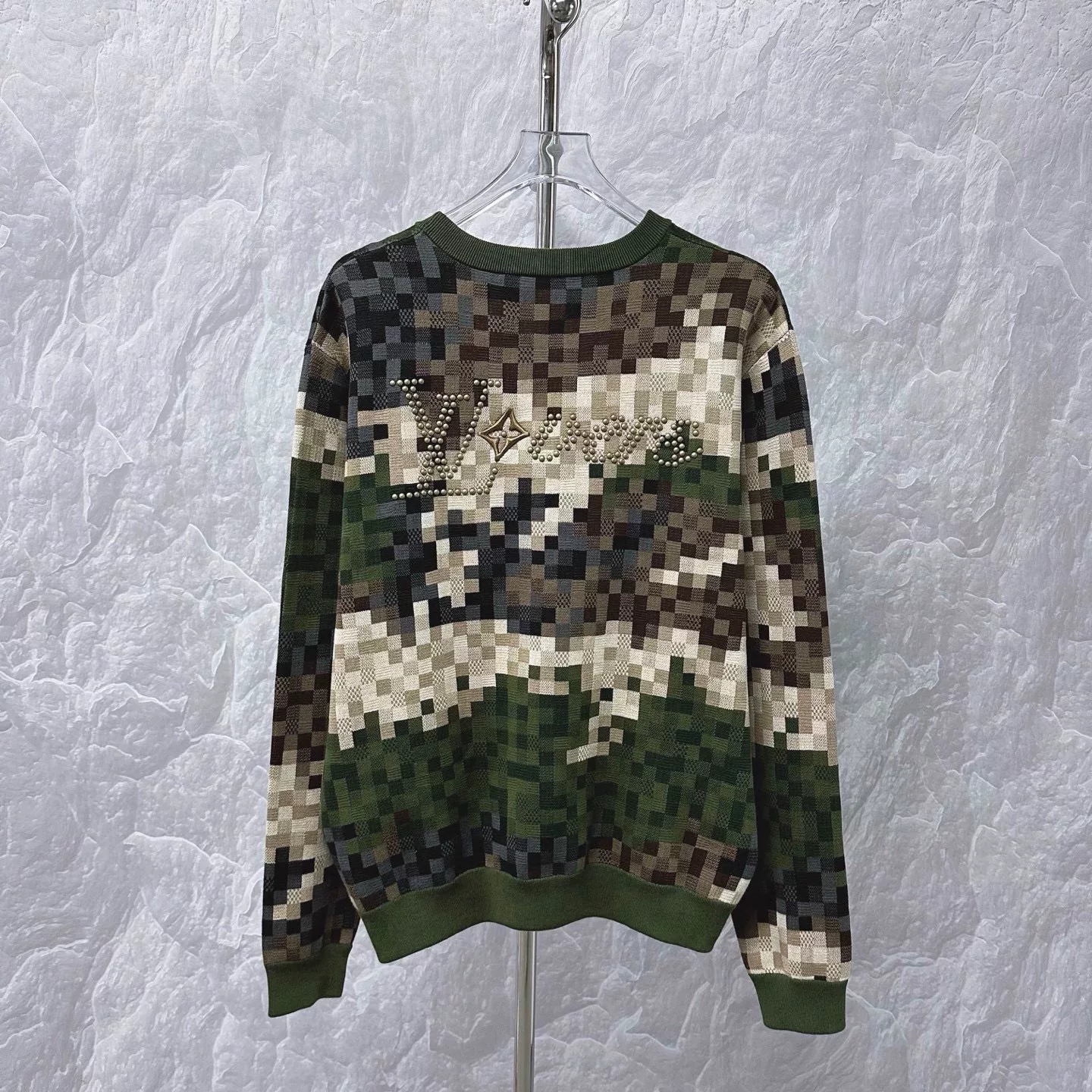 Louis Vuitton SS24 Color-Block Checkered Rivet Sweatshirt — back