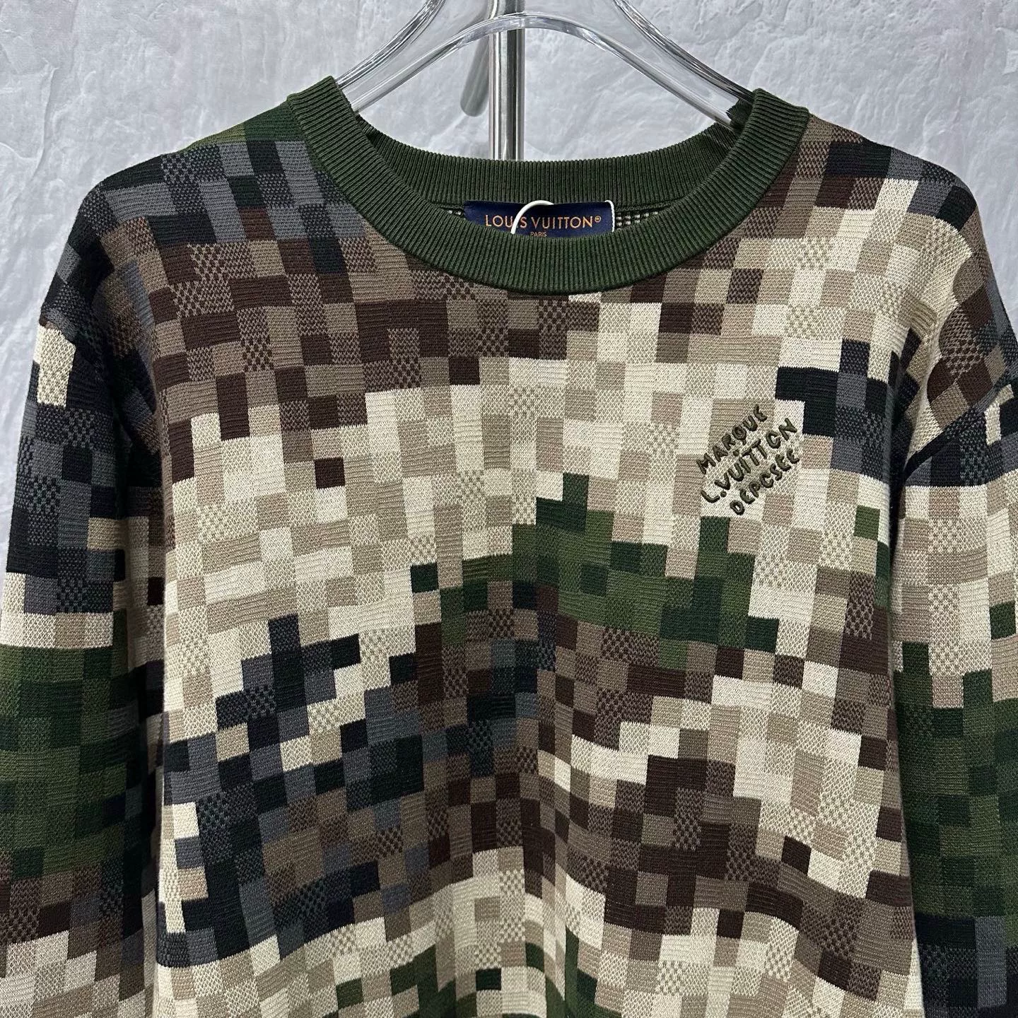 Louis Vuitton SS24 Color-Block Checkered Rivet Sweatshirt — front