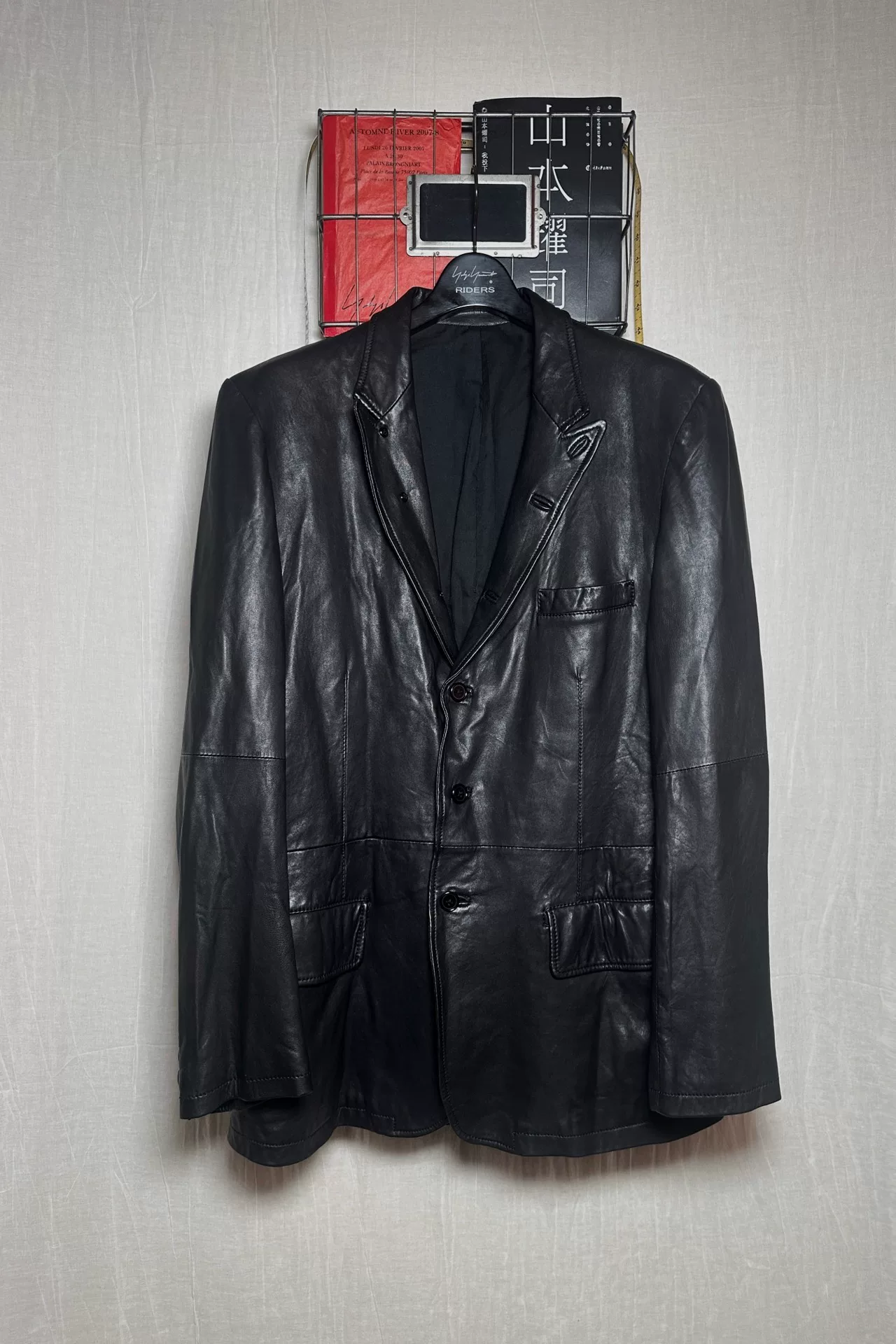 Yohji Yamamoto Lambskin Gun Lapel Blazer — label