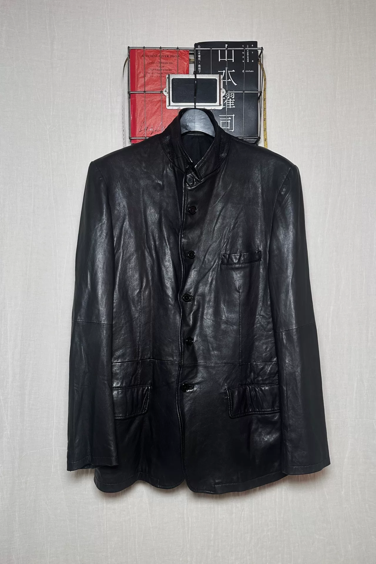 Yohji Yamamoto Lambskin Gun Lapel Blazer — detail
