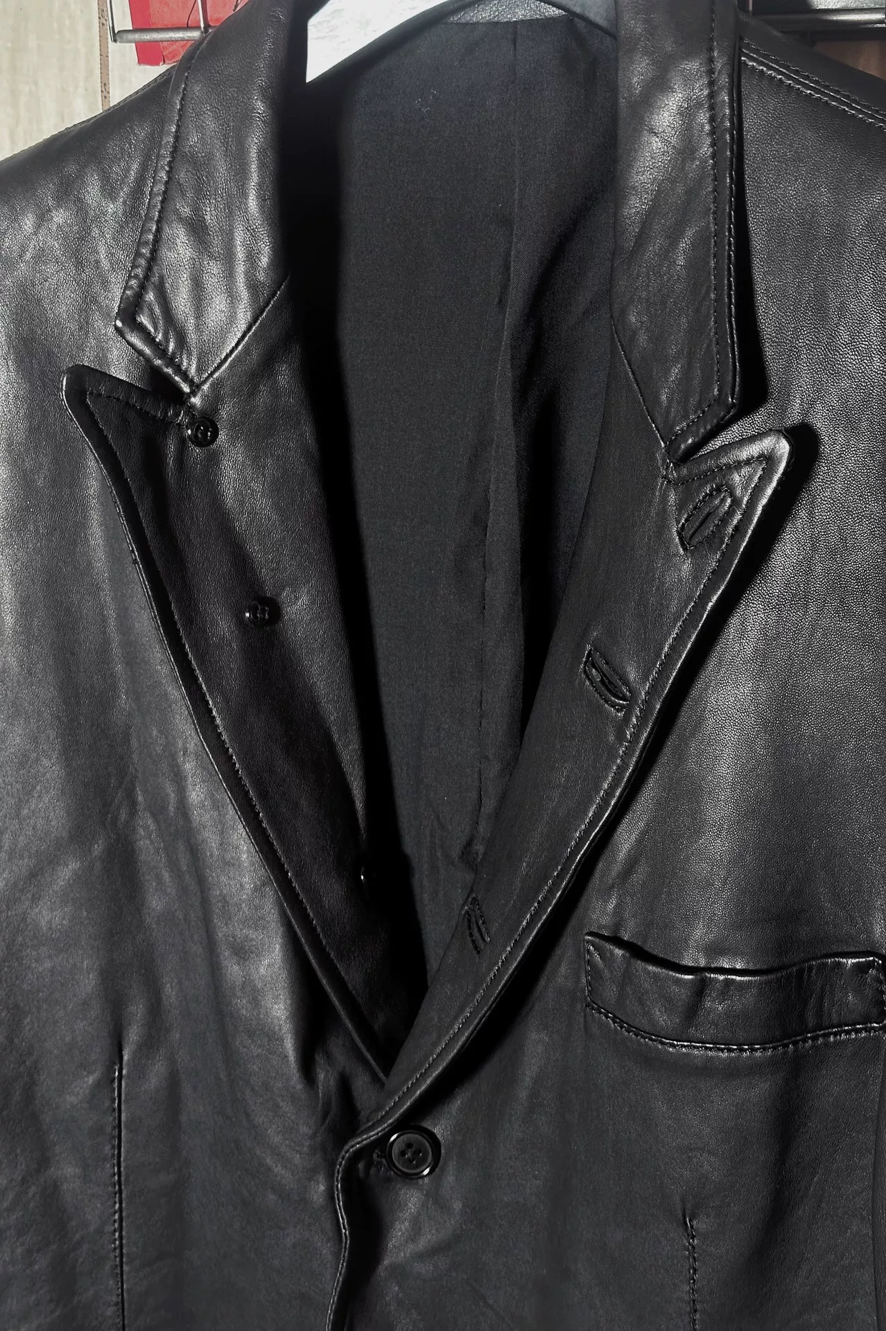 Yohji Yamamoto Lambskin Gun Lapel Blazer — front
