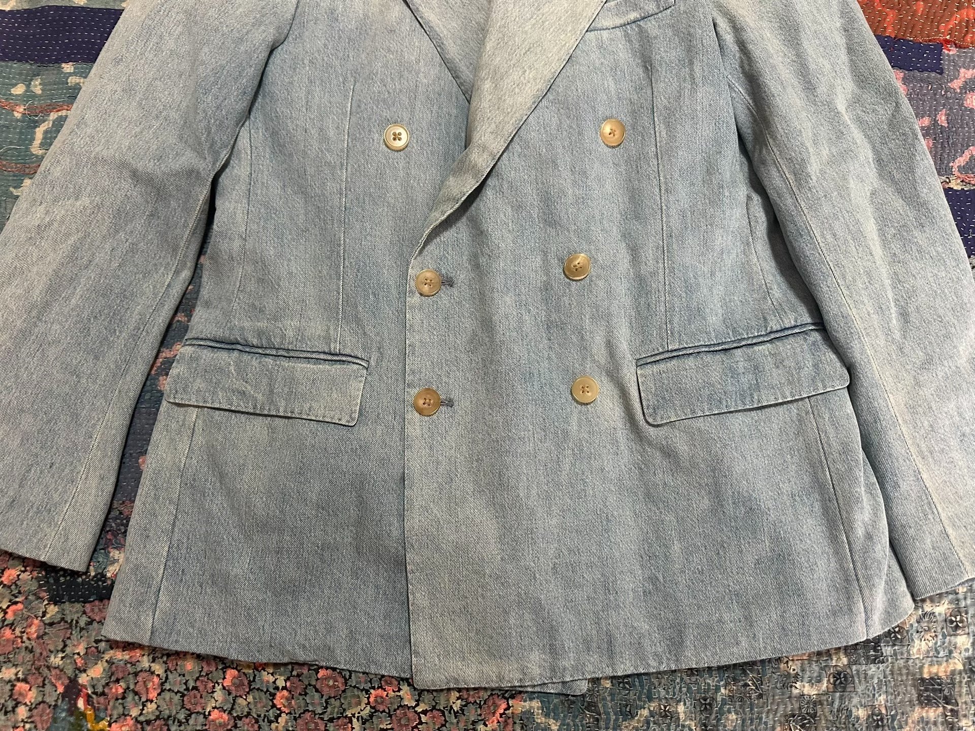 Ralph Lauren Purple Label Denim Double-Breasted Blazer — back