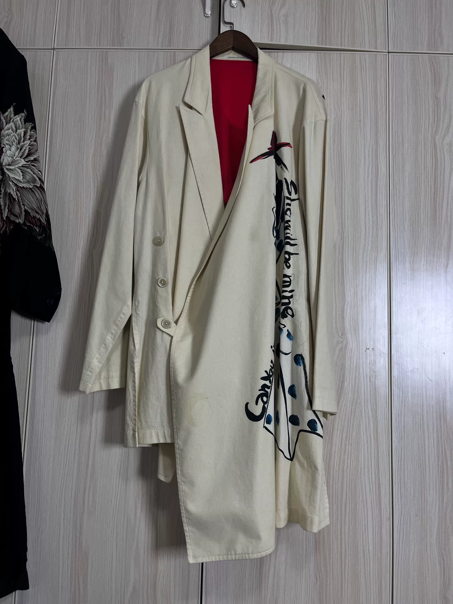 Yohji Yamamoto 17ss Asymmetrical Hand-painted Coat