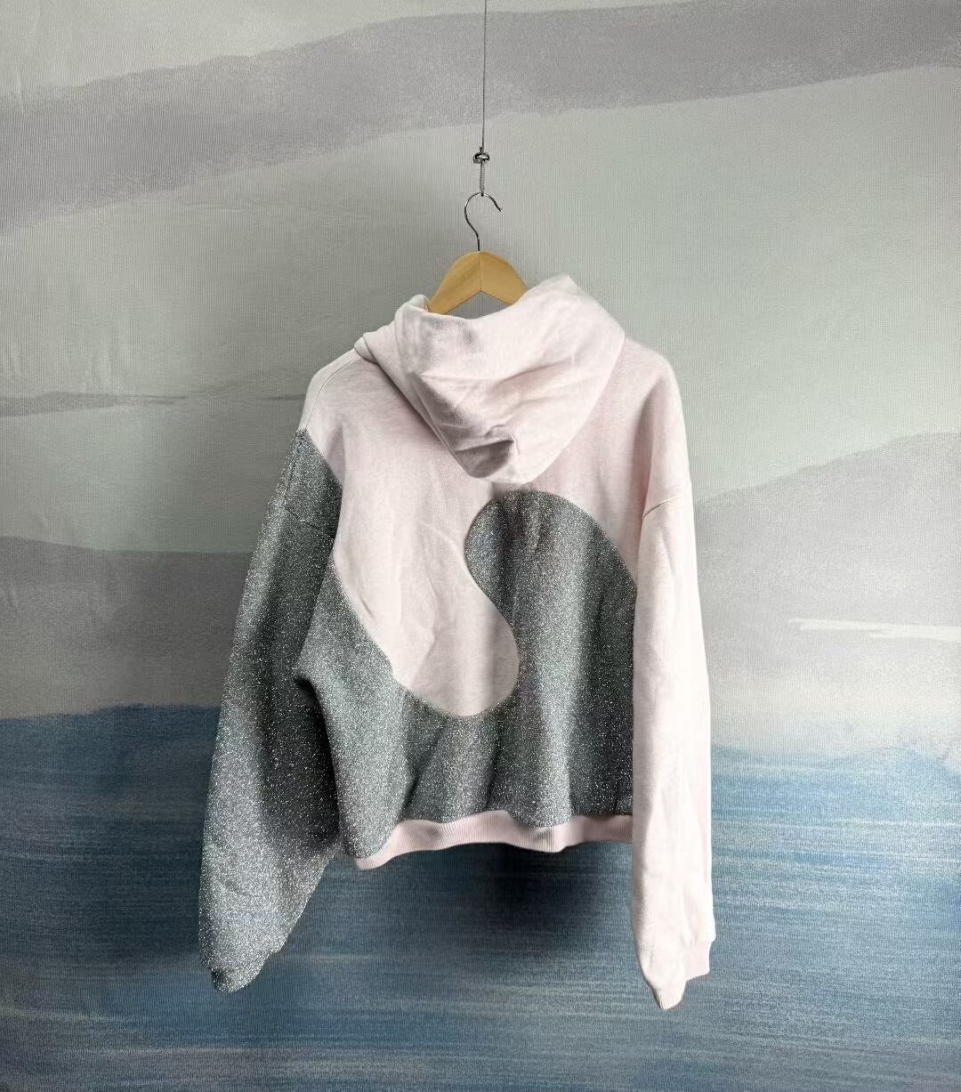 Dior x Erl Pink Glitter Spliced Hoodie — front