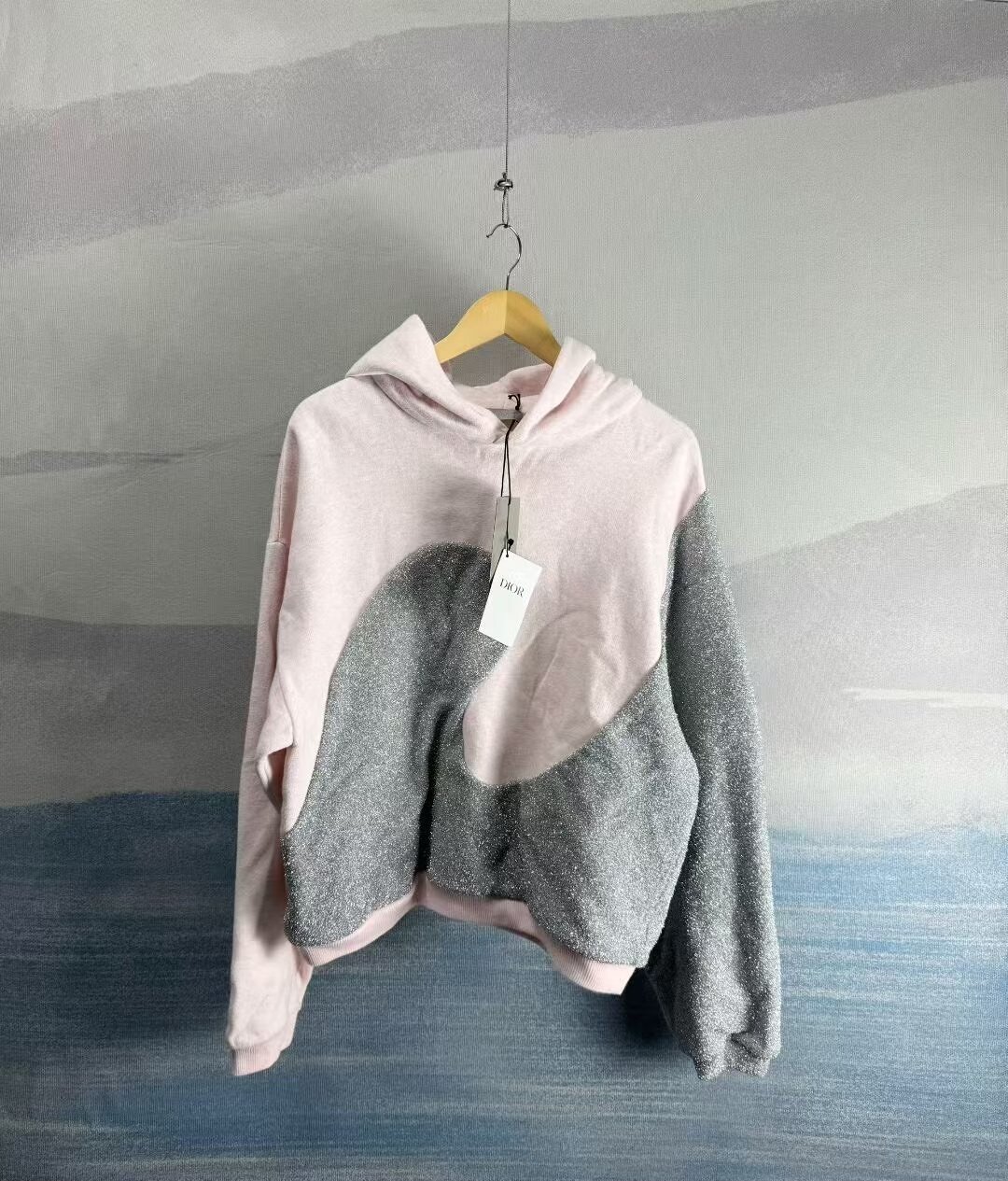 Dior x Erl Pink Glitter Spliced Hoodie
