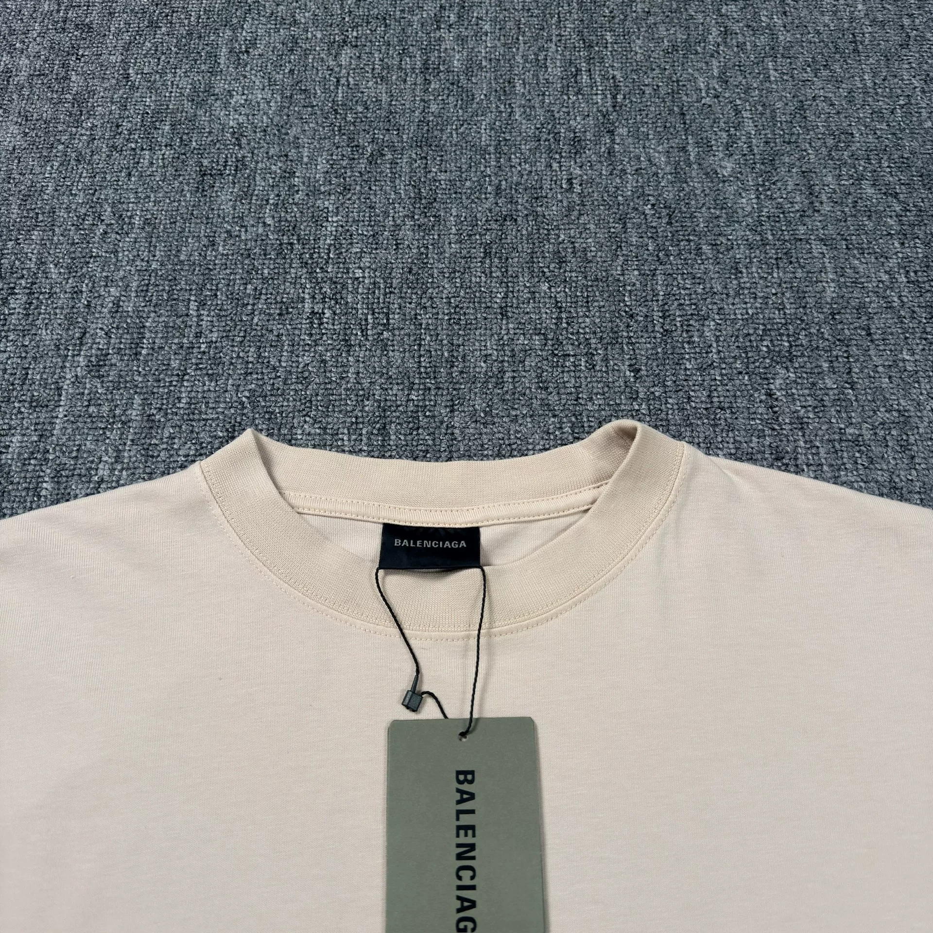 Balenciaga Beige Embroidery Short-Sleeve T-Shirt — front