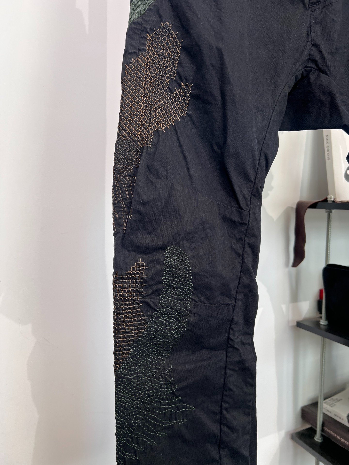 Boris Bidjan Saberi Embroidered Straight-Leg Pants — label