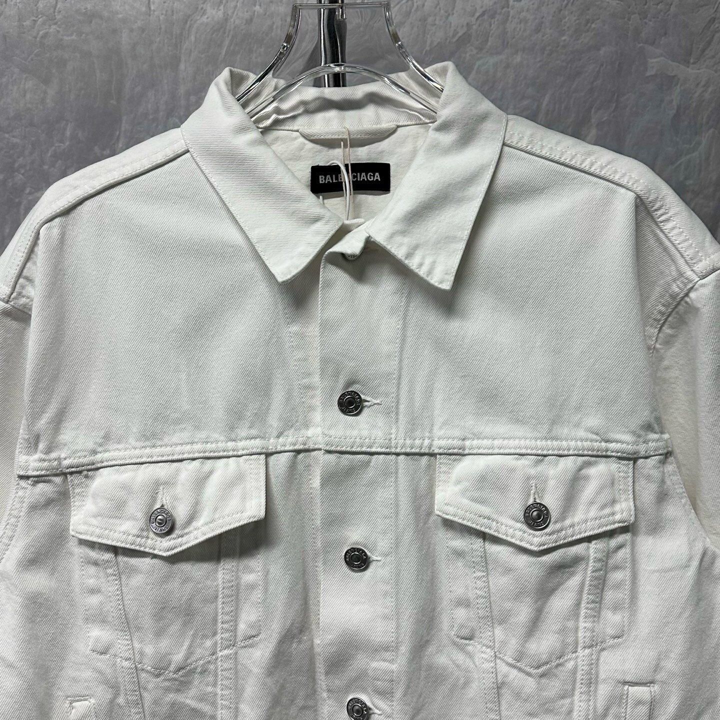 Balenciaga Embroidered Letter Denim Jacket — front