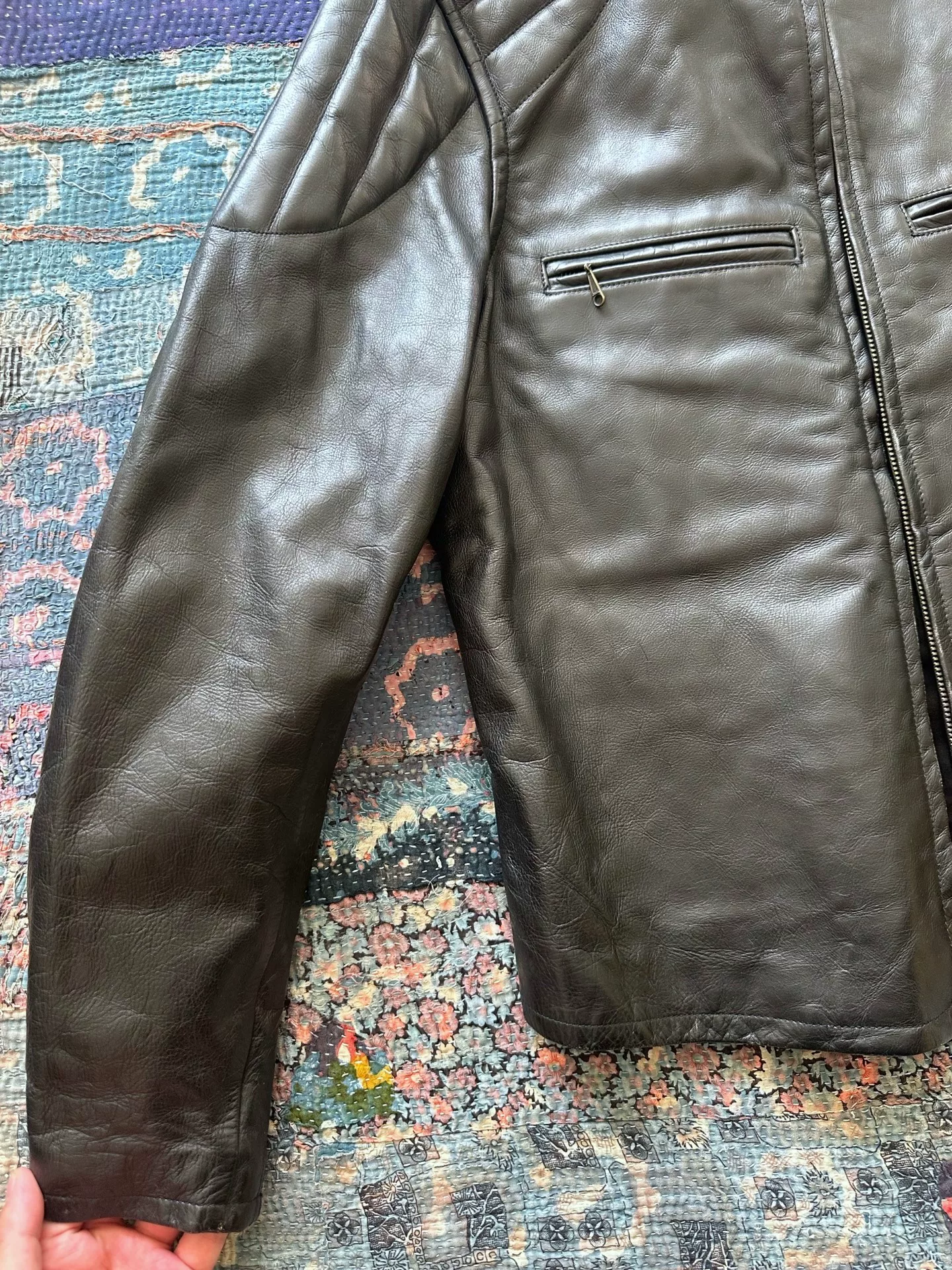 RRL J100 Black Leather Motorcycle Jacket — back