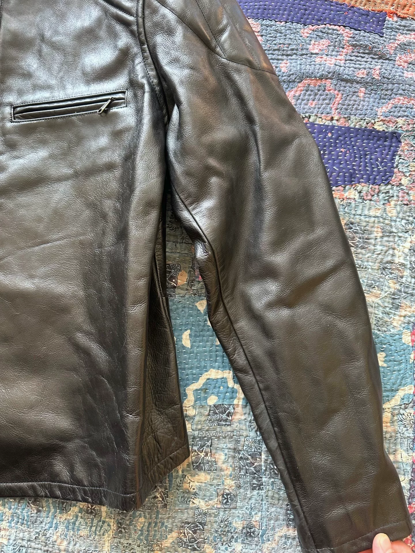 RRL J100 Black Leather Motorcycle Jacket — label