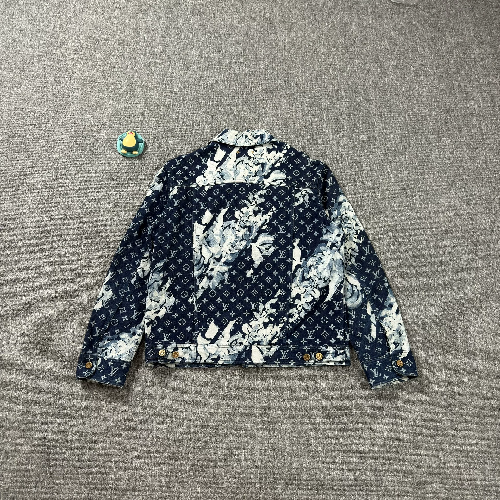 LV Seaweed Print Blue Denim Jacket — front