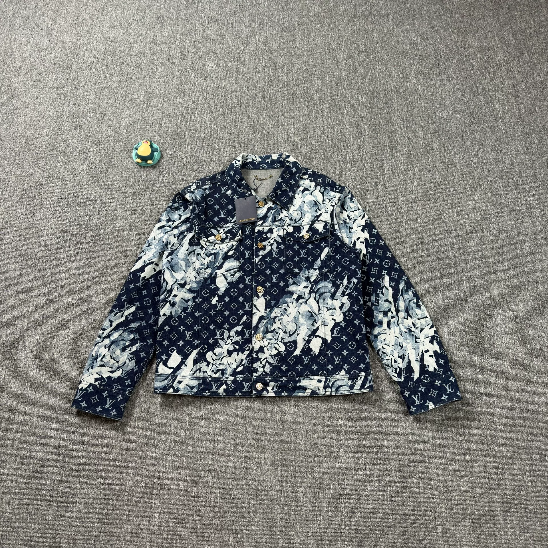 LV Seaweed Print Blue Denim Jacket