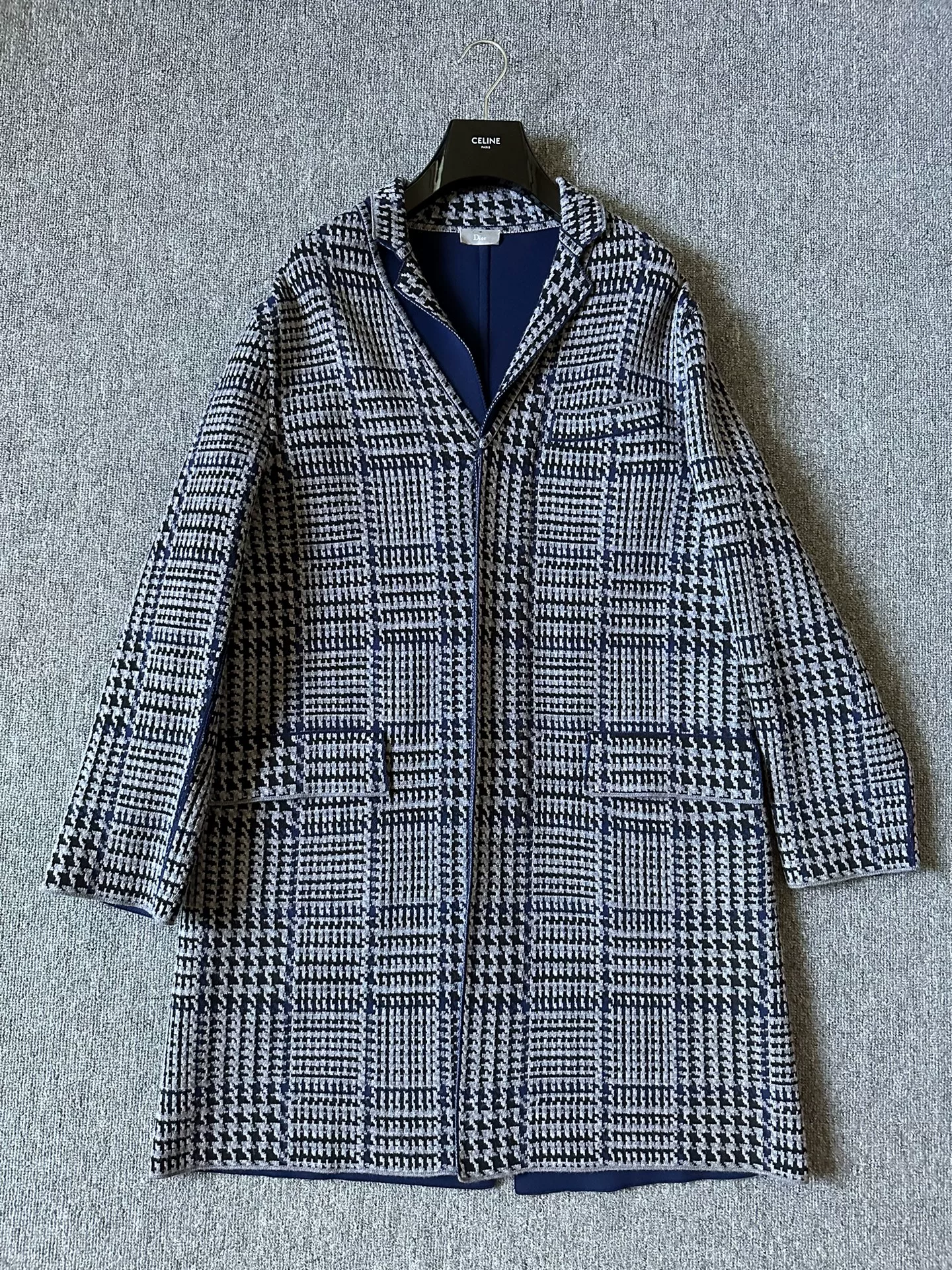 Dior Homme Long Houndstooth Coat — front