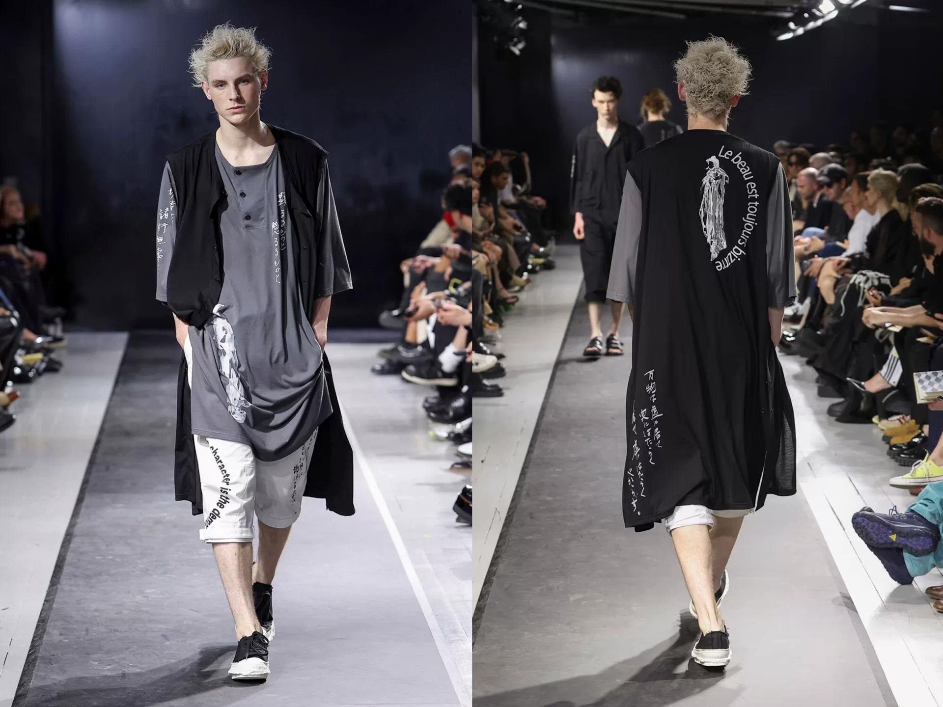 Yohji Yamamoto 25SS Sleeveless Printed Long Shirt — detail