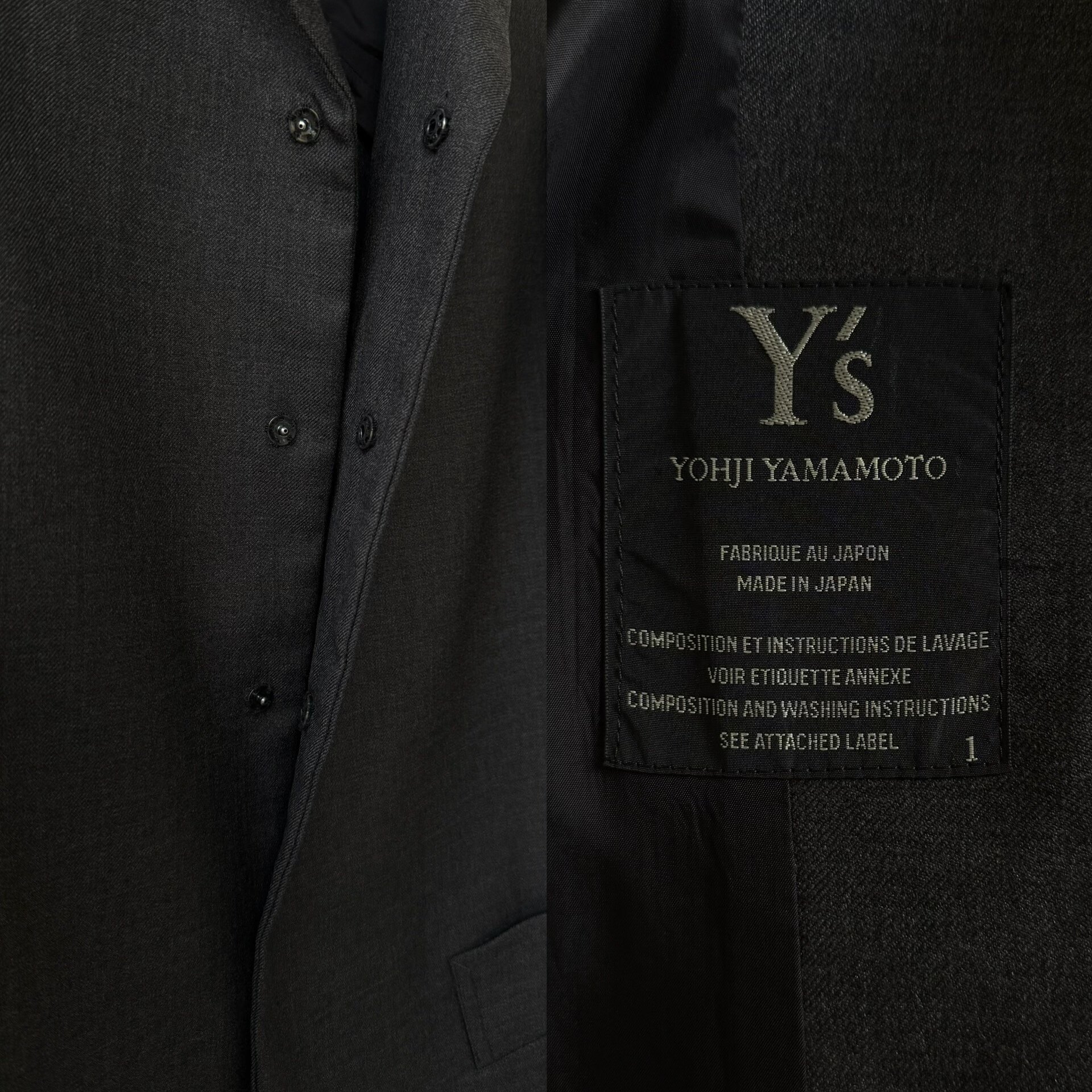 Yohji Yamamoto Wool Minimal Blazer — label