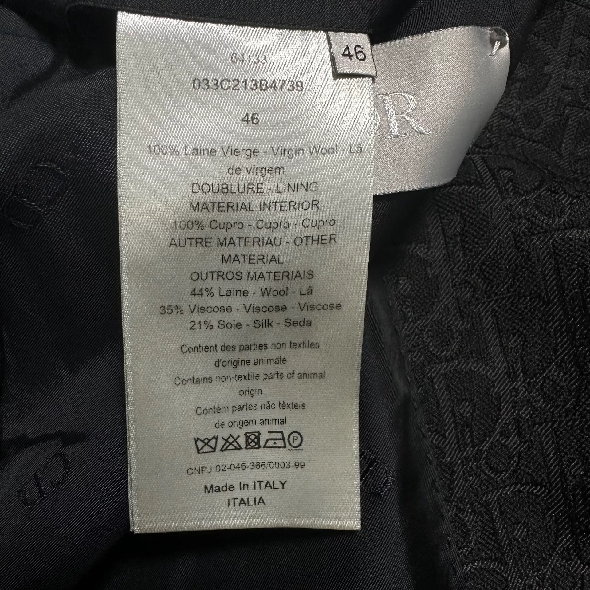 Dior Structured Black Suit Jacket — label