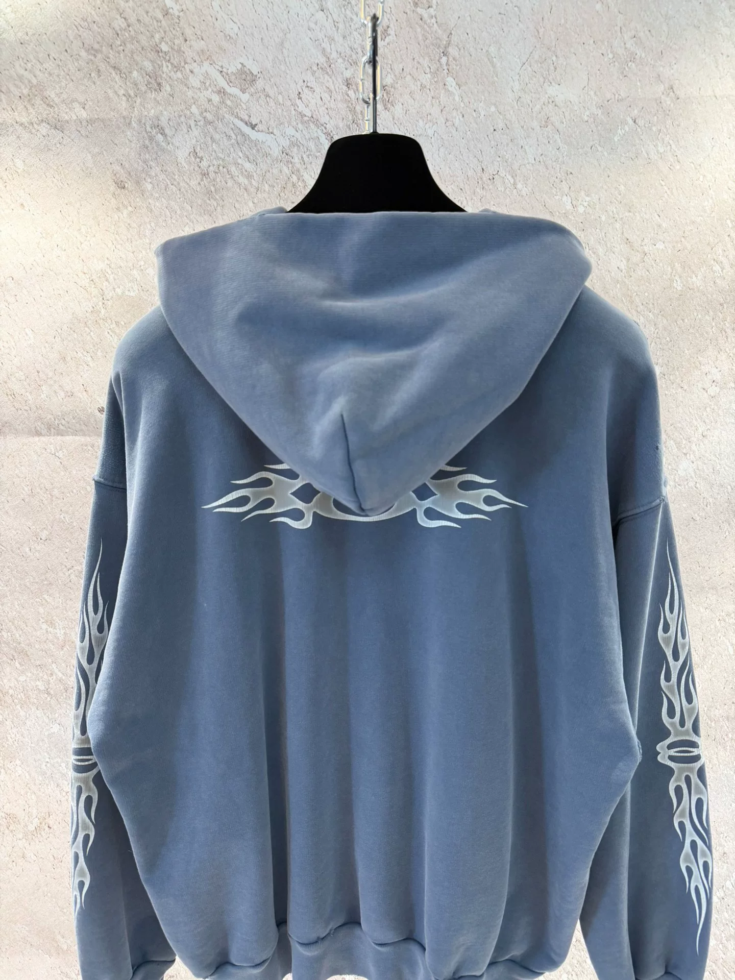 Balenciaga Haze Blue Flame Zip Hoodie — back