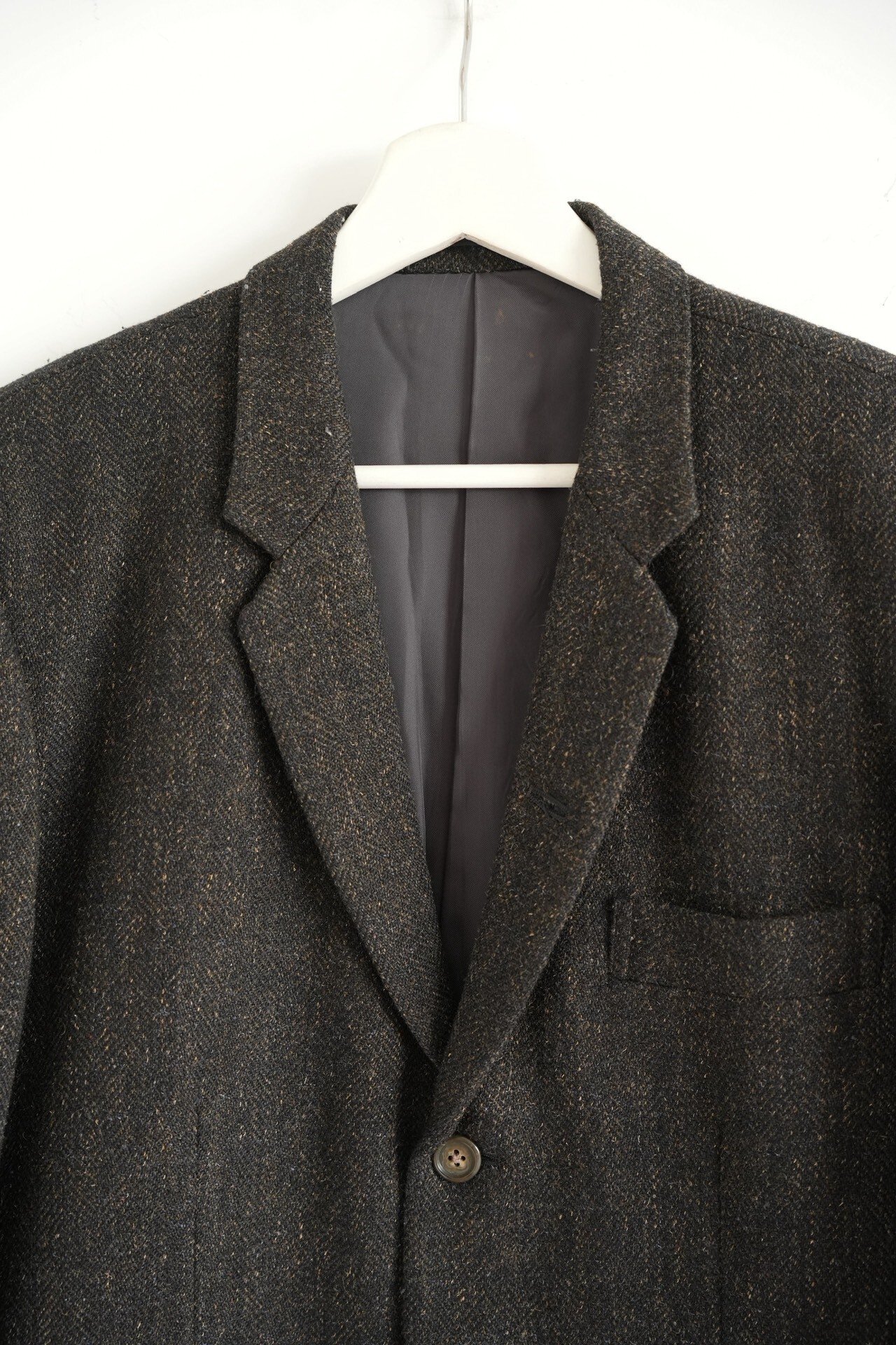Yohji Yamamoto 80s Herringbone Tweed Blazer — detail