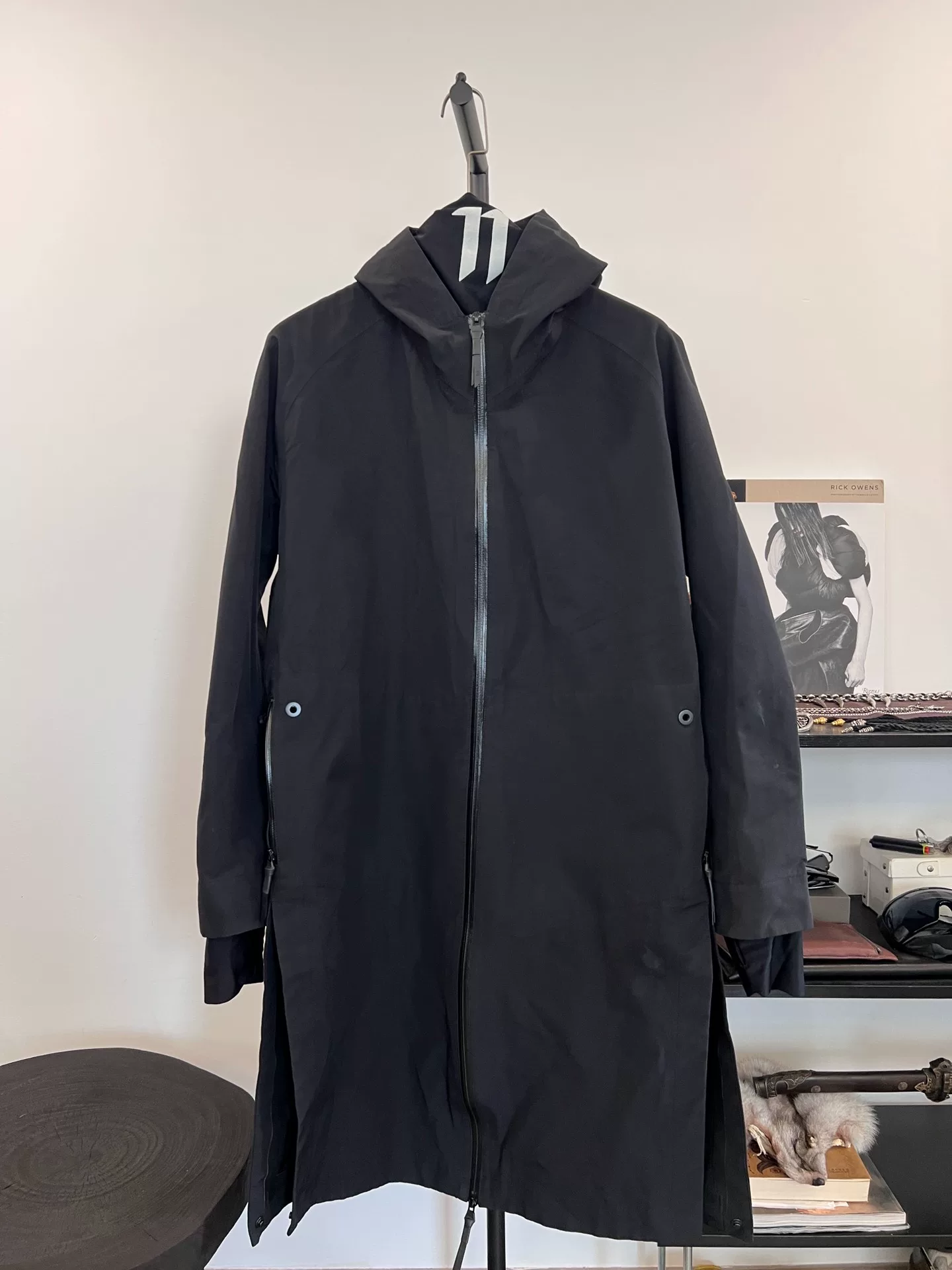 Camel Black Hooded Windproof Jacket — front