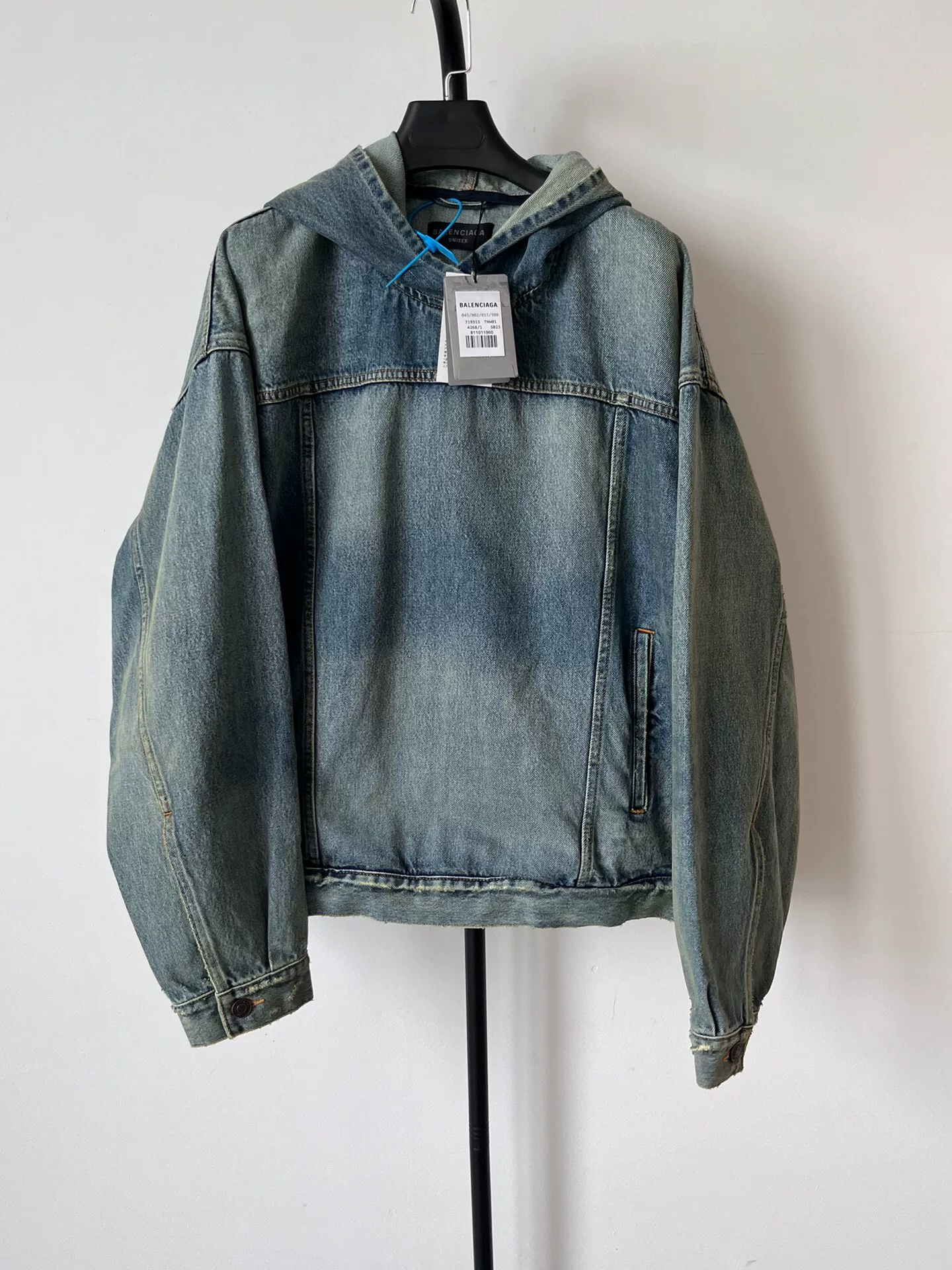 Balenciaga Men's Denim Hooded Jacket