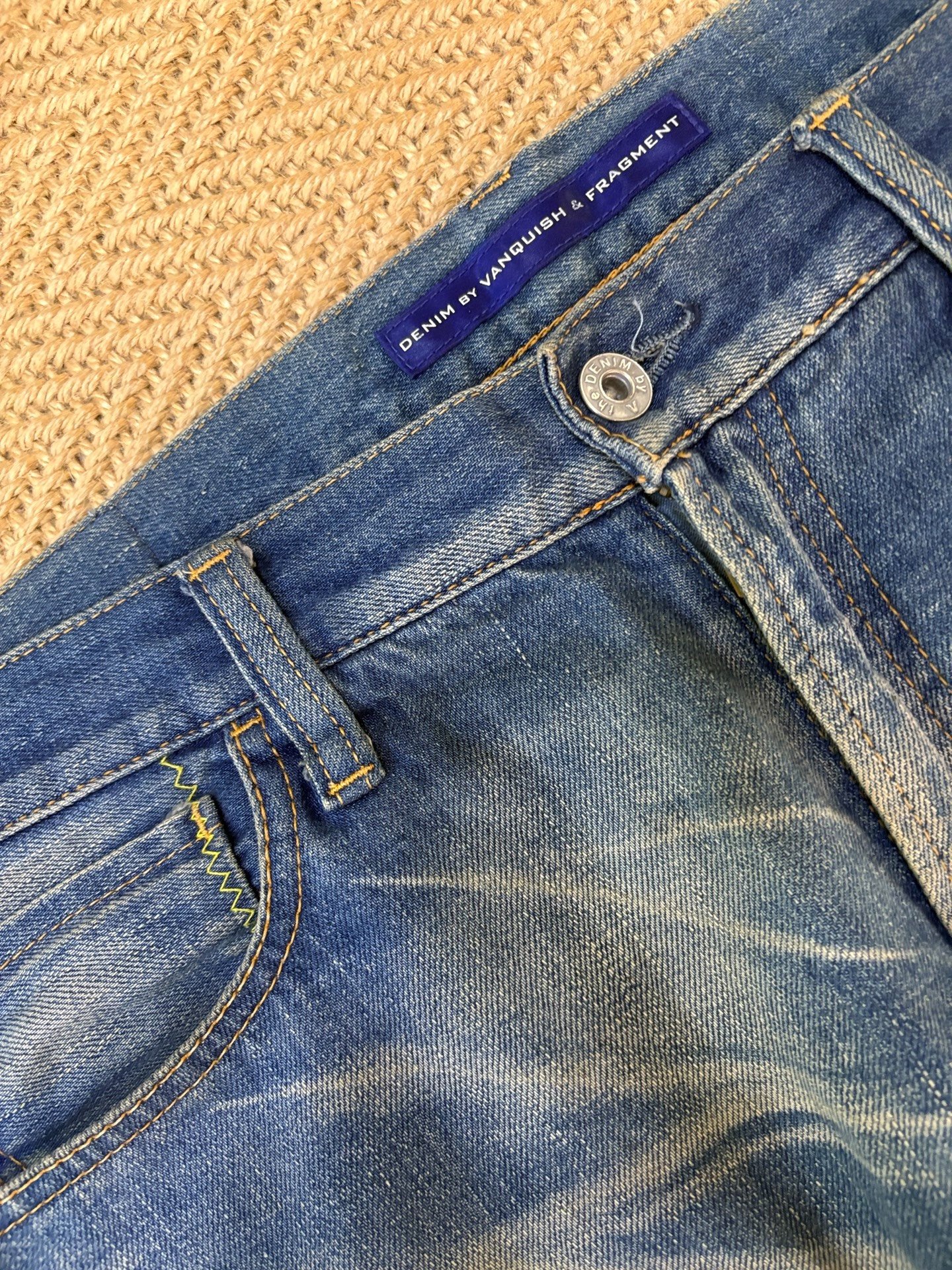 Vanquish & Fragment Cropped Denim Jeans — label