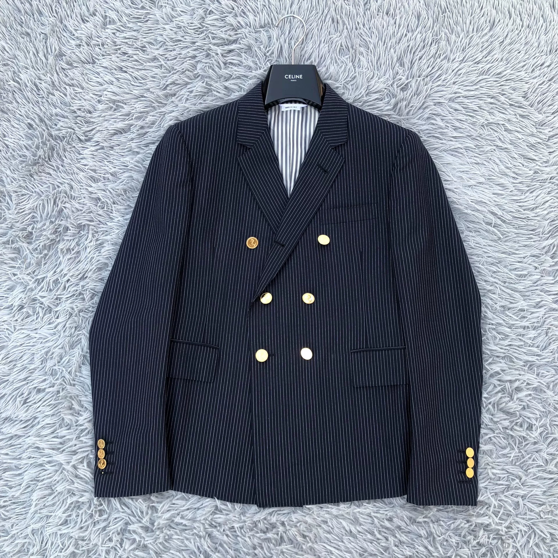 Thom Browne Gold Anchor Double-Breasted Suit — front
