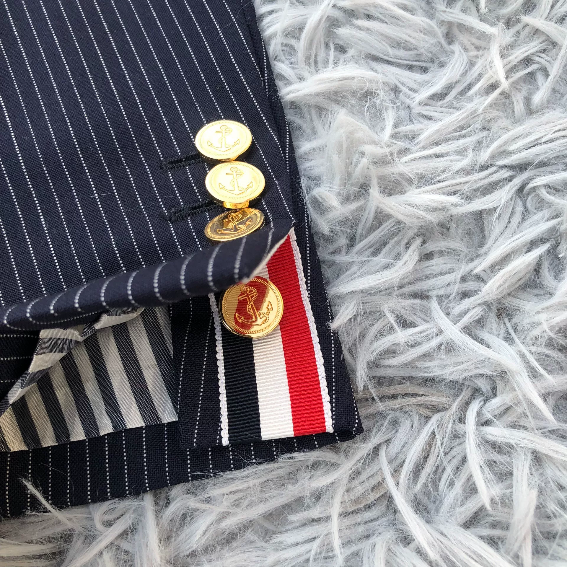 Thom Browne Gold Anchor Double-Breasted Suit — back
