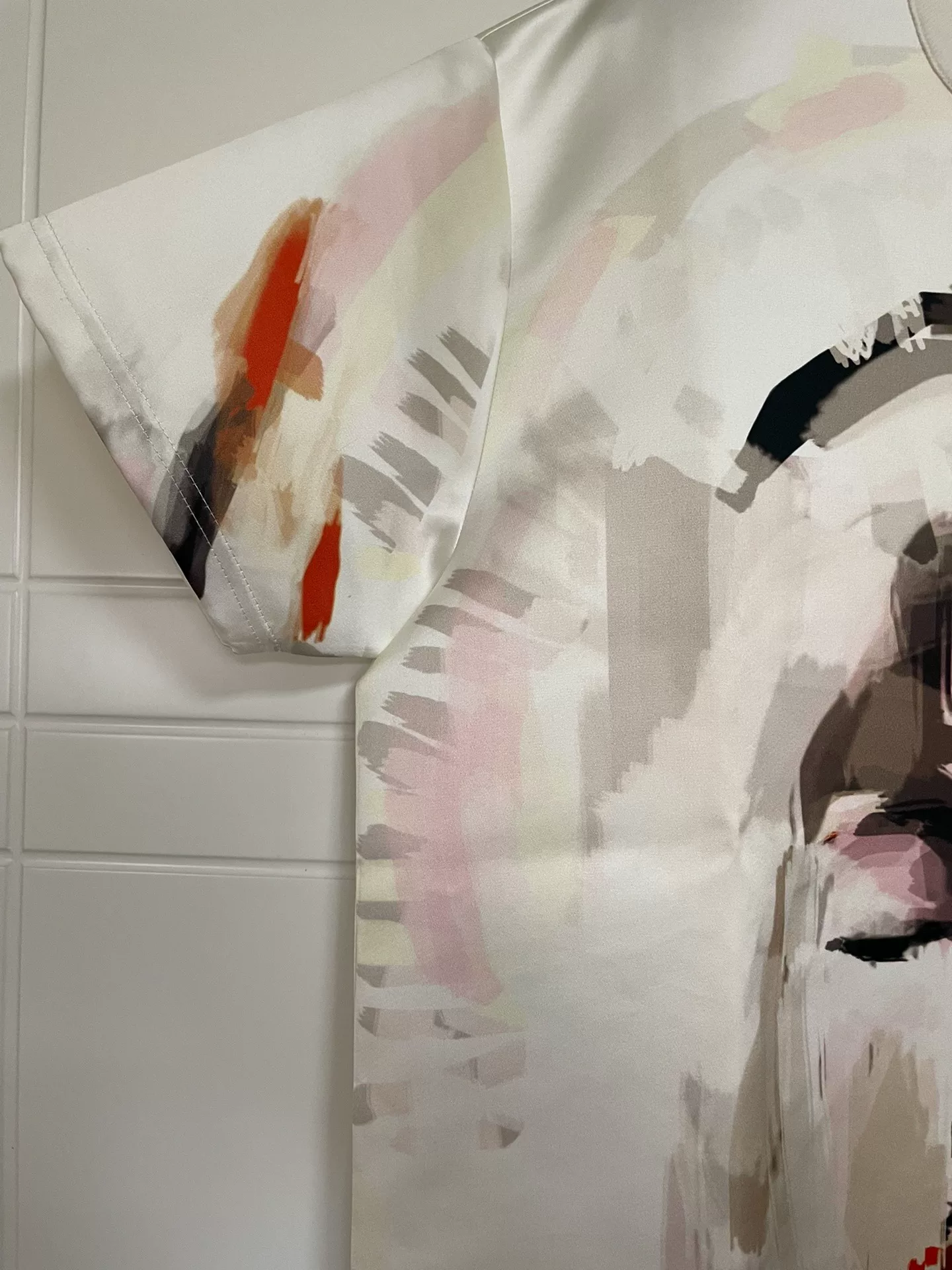 Givenchy Runway Silk Virgin Mary Short Sleeve Tee — label
