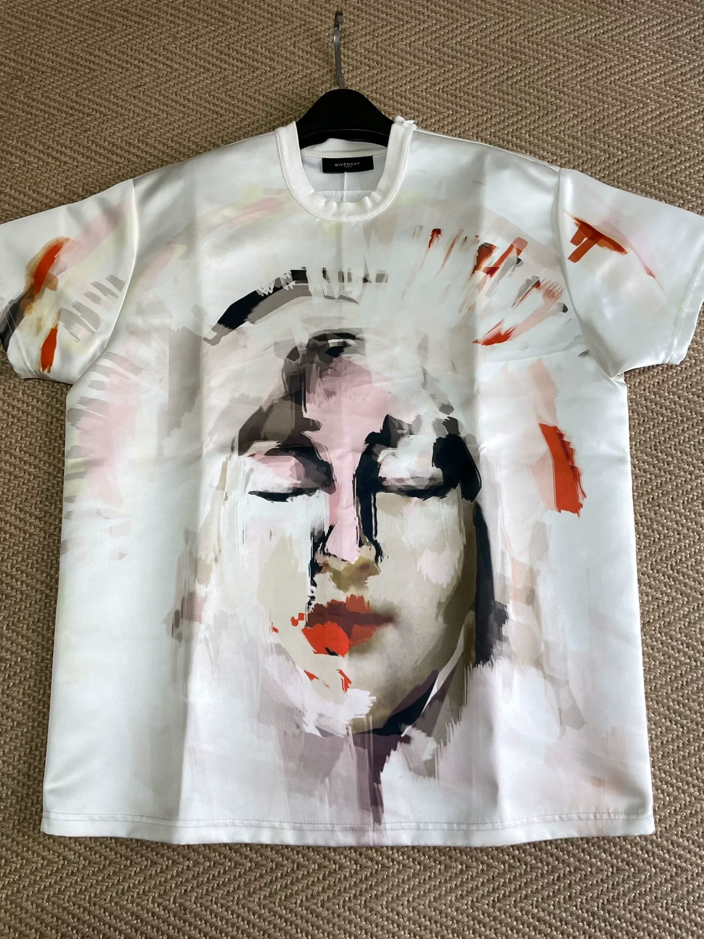 Givenchy Runway Silk Virgin Mary Short Sleeve Tee