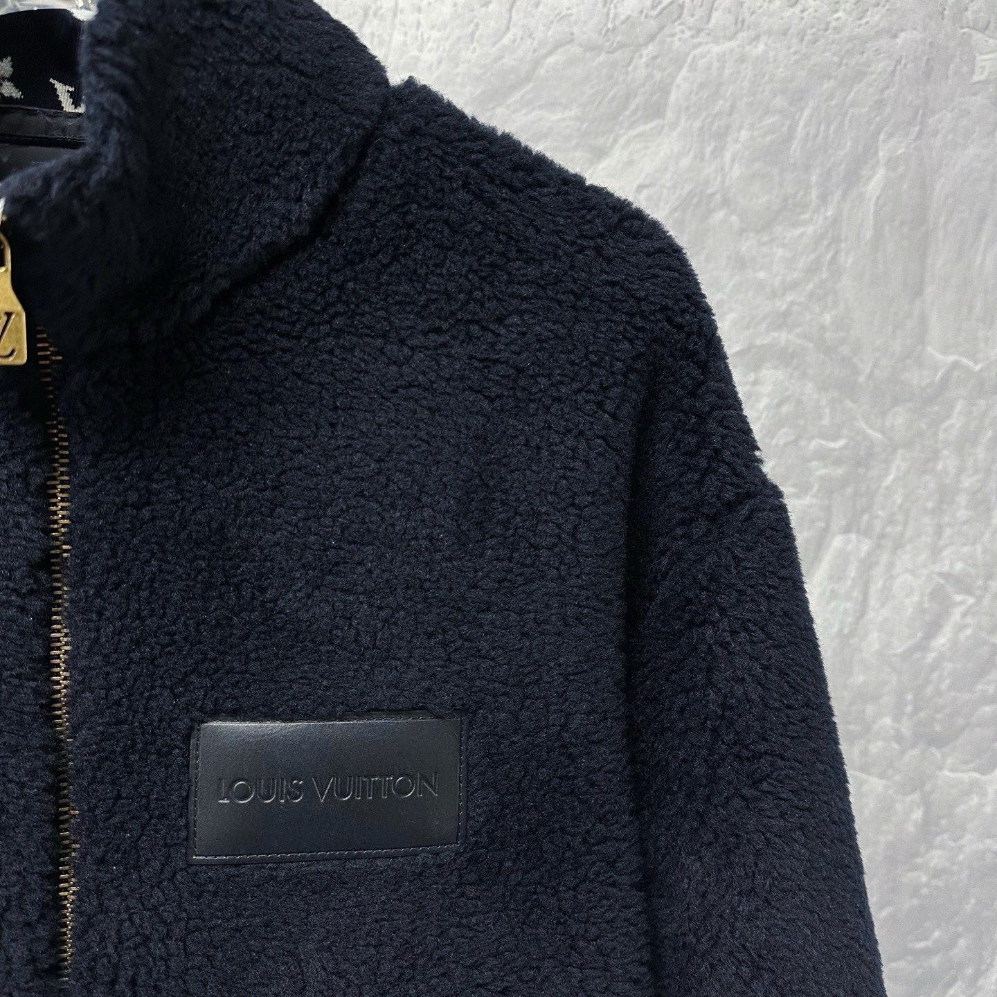 Louis Vuitton FW25 Stand Collar Teddy Zip Jacket — detail