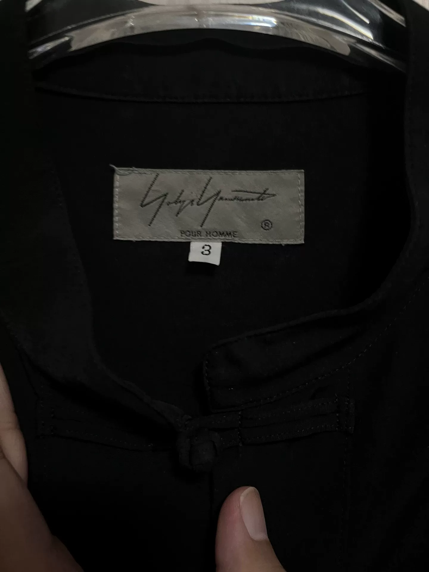 Yohji Yamamoto Frog Button Mandarin Shirt — detail
