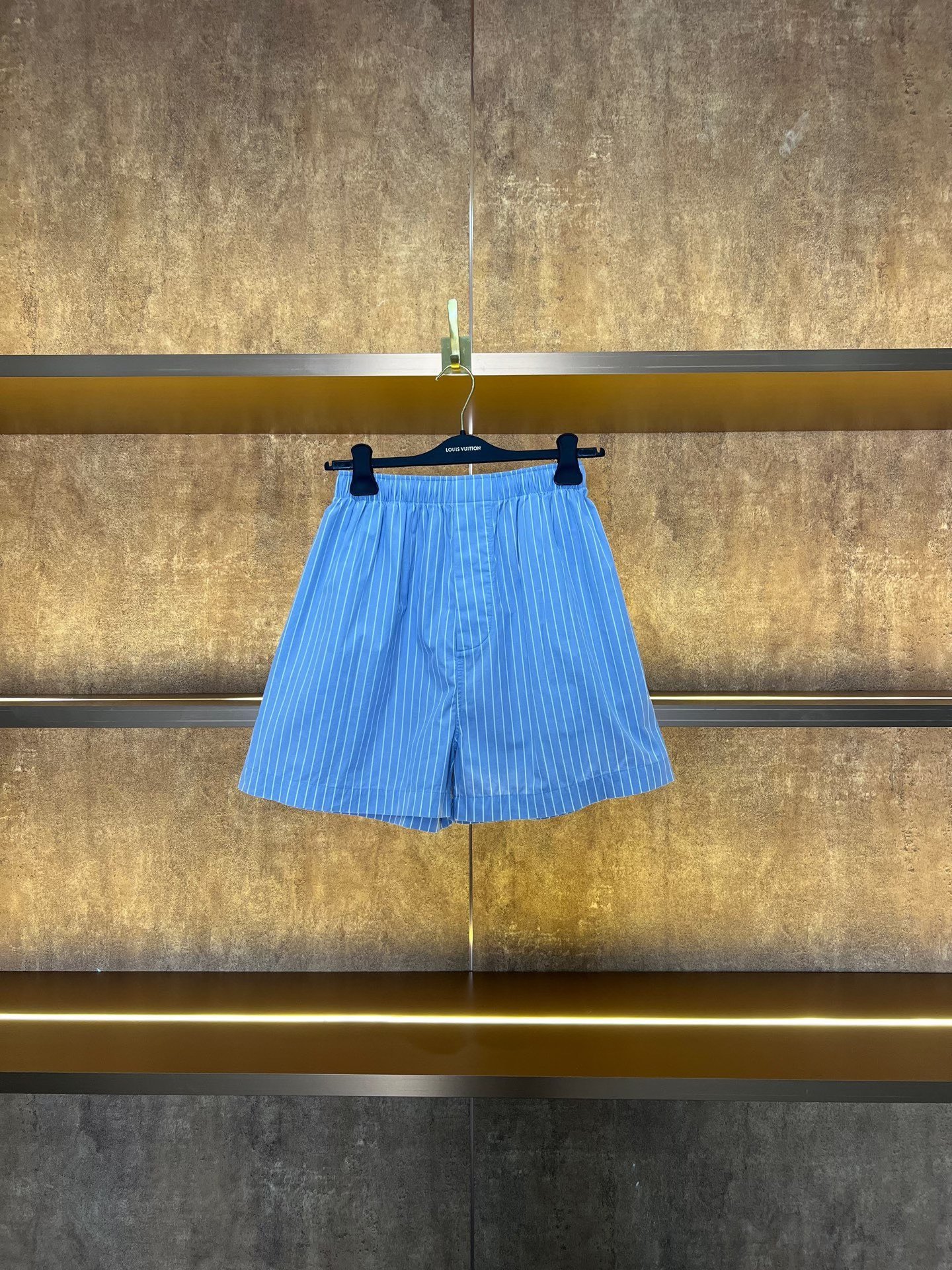 Balenciaga Blue White Stripe Slogan Shorts