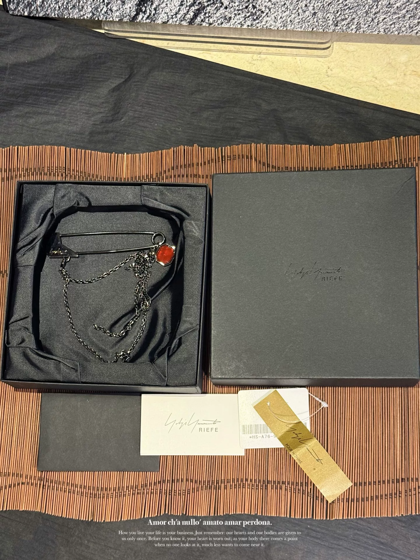 Yohji Yamamoto Riefe Gothic Red Crystal Brooch — front