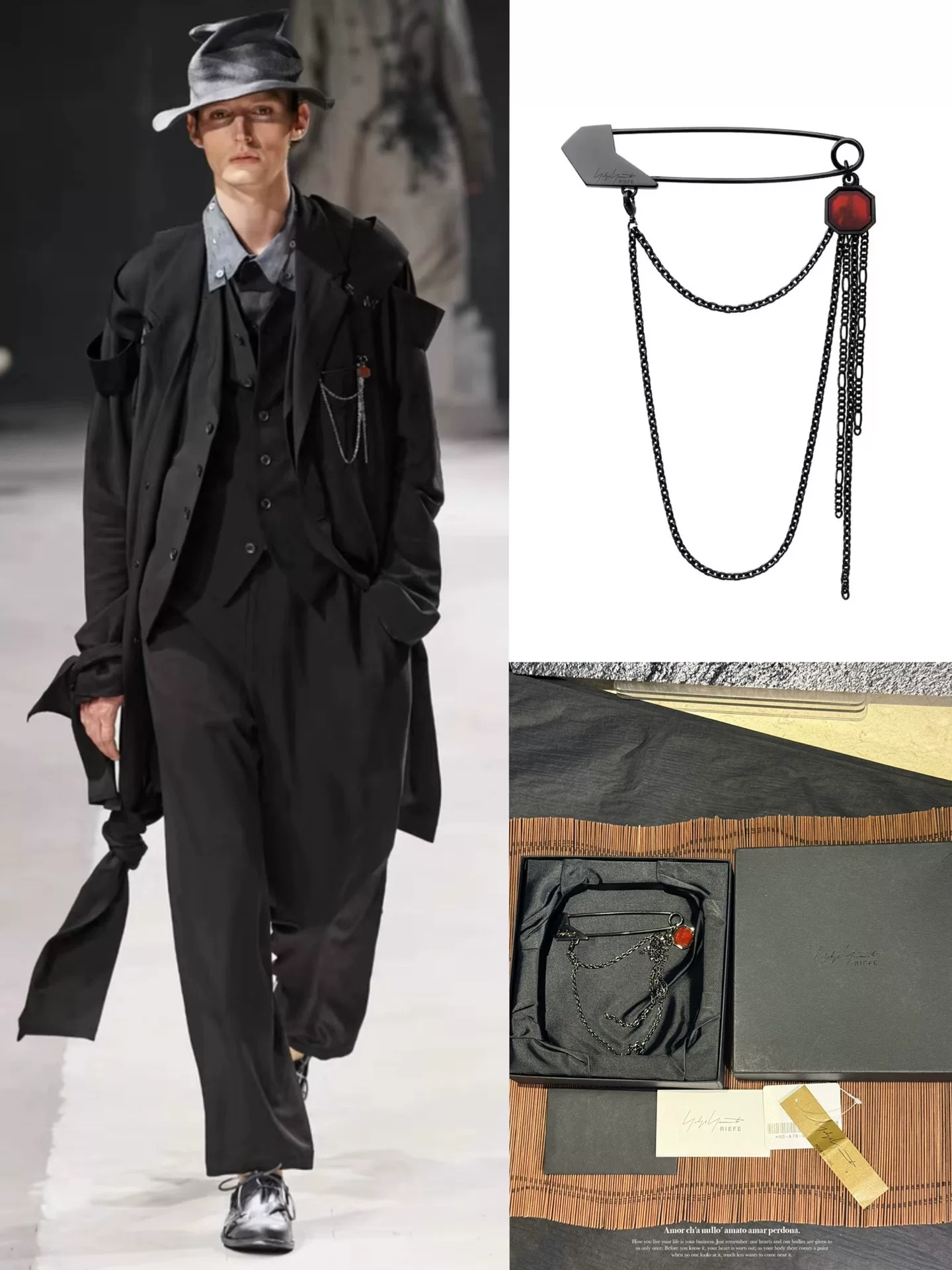 Yohji Yamamoto Riefe Gothic Red Crystal Brooch