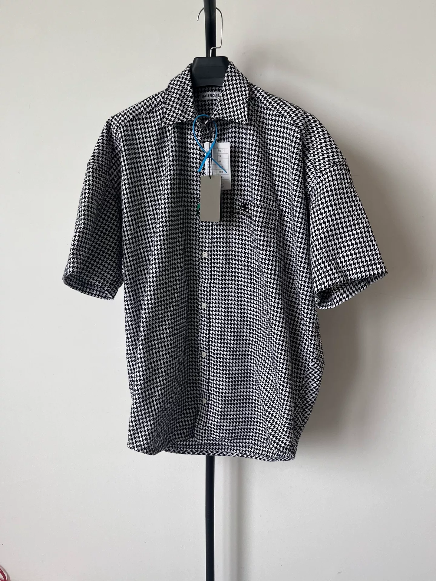 Balenciaga Houndstooth Short-Sleeve Shirt