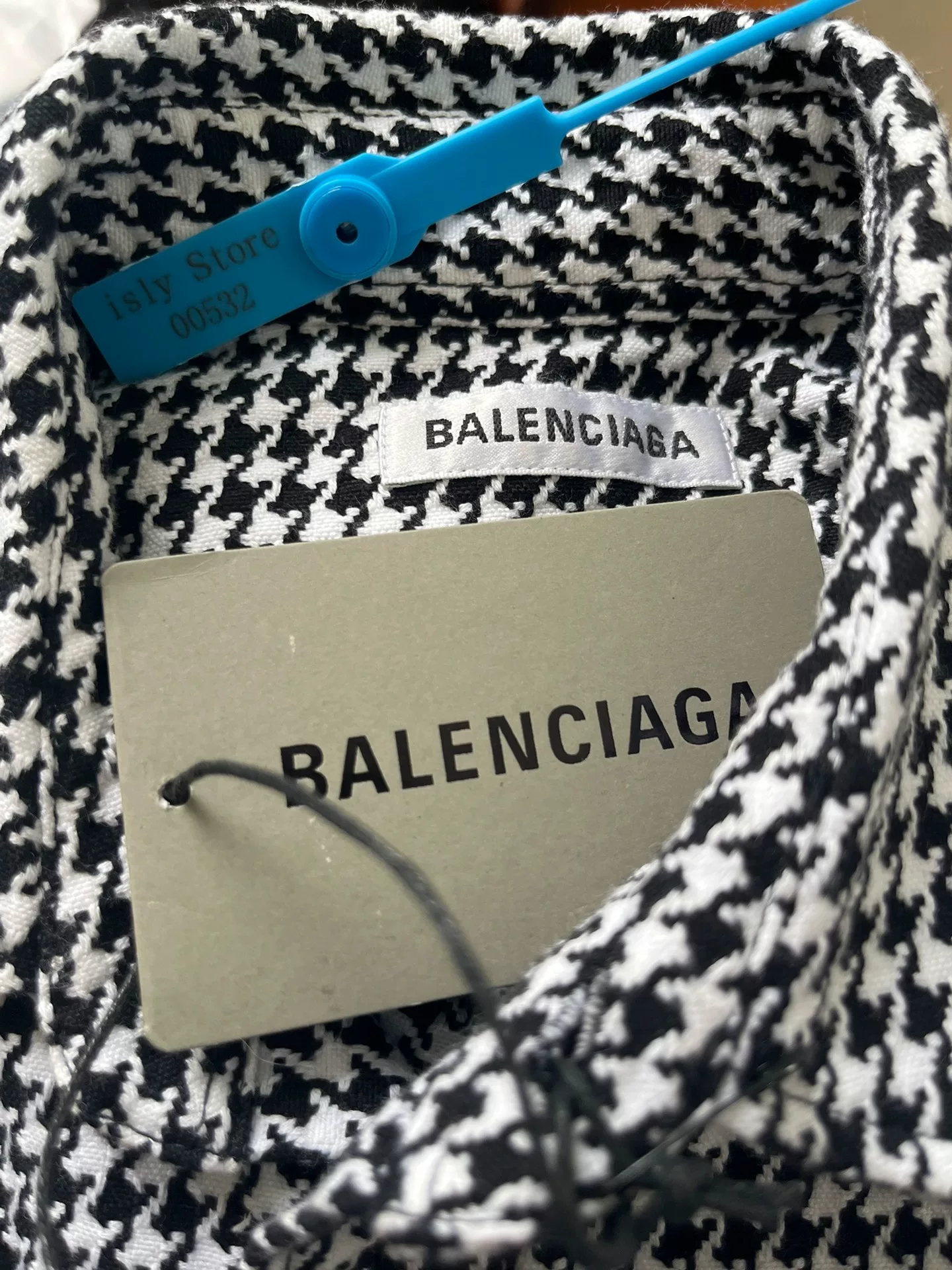 Balenciaga Houndstooth Short-Sleeve Shirt — back
