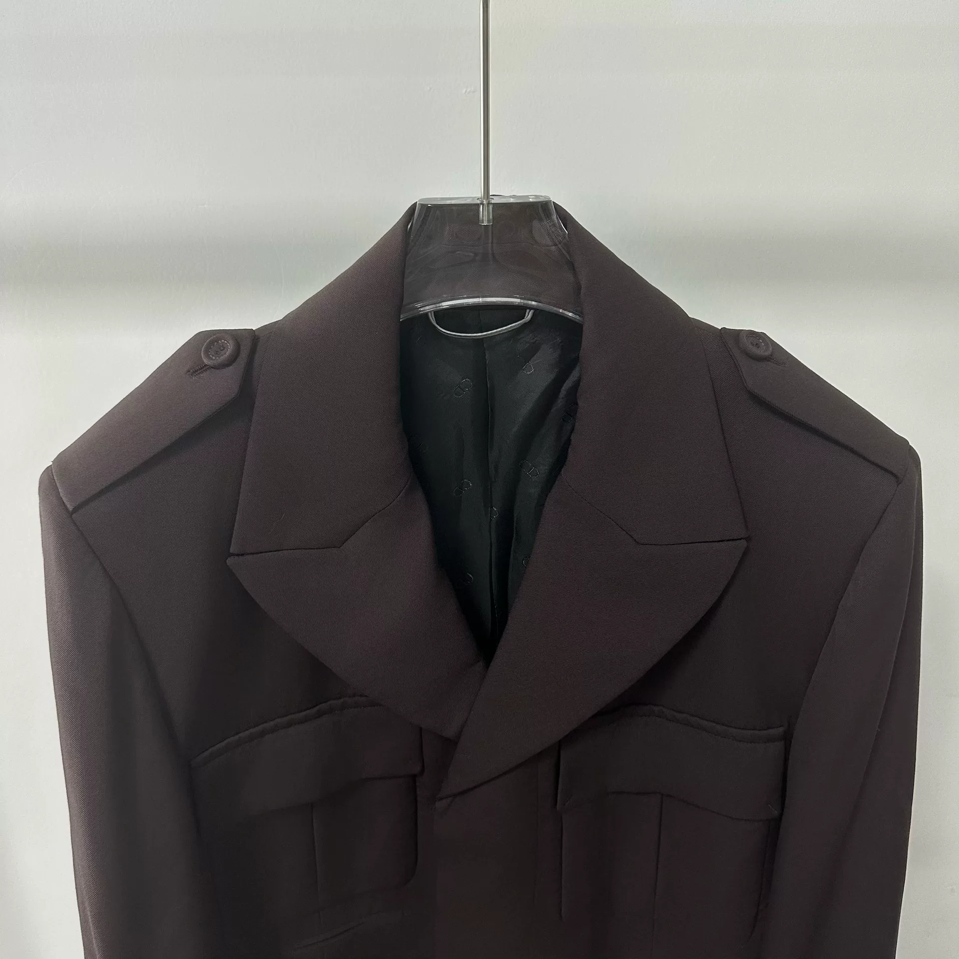 Dior Dark Maroon Short Wool Blazer — front