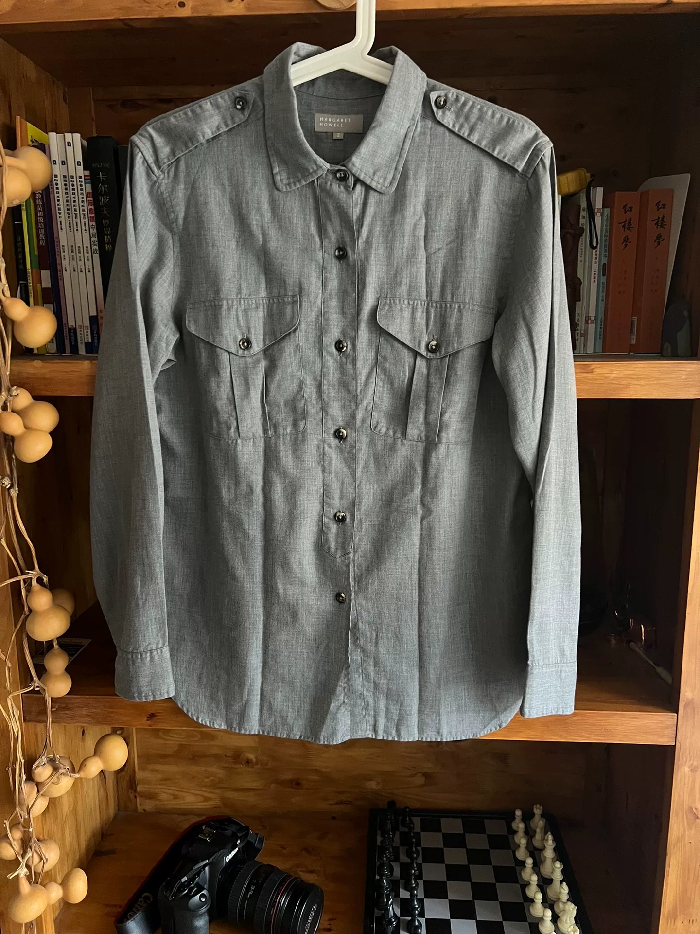 Margaret Howell Gray Horn Button Work Shirt