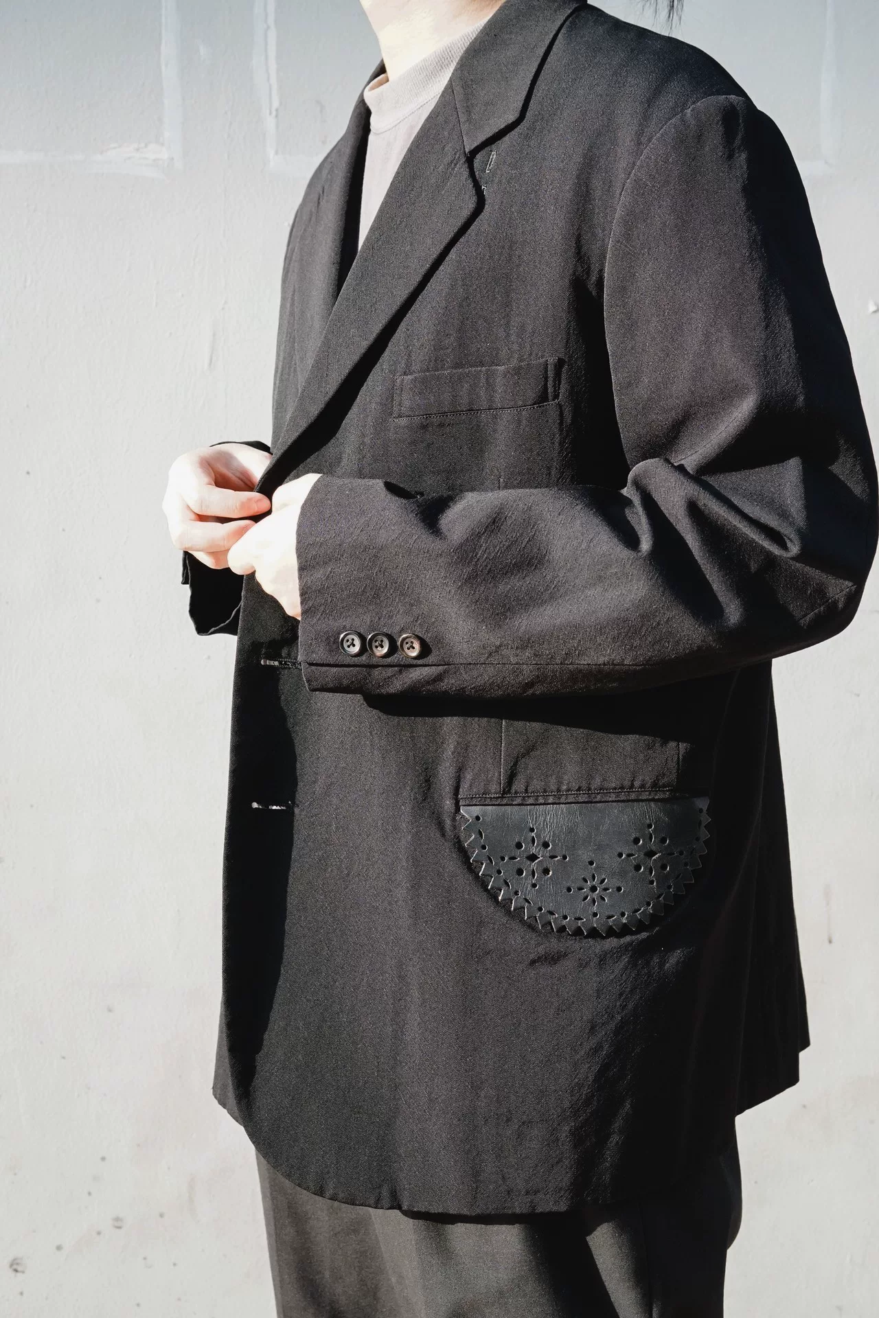 Yohji Yamamoto 96SS Patchwork Cutout Blazer — detail