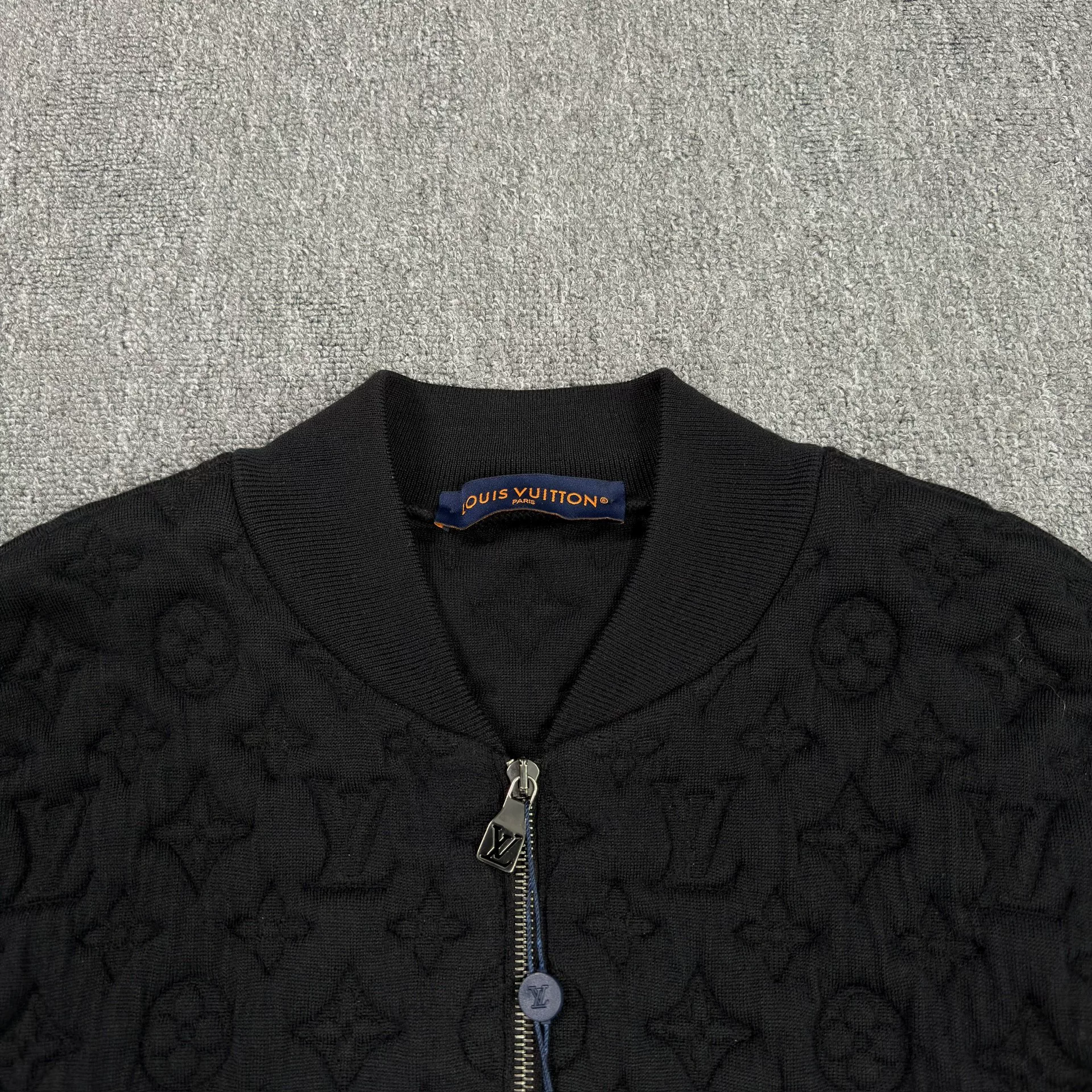 Louis Vuitton Black Full Print Bomber Jacket — detail