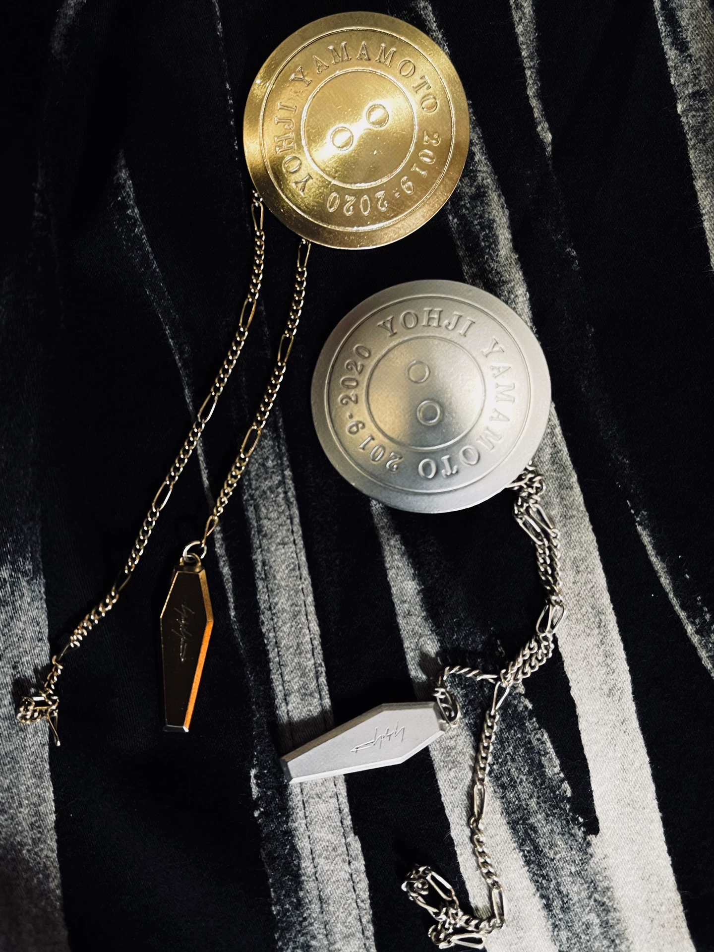 Yohji Yamamoto Silver Coffin Brooch — front