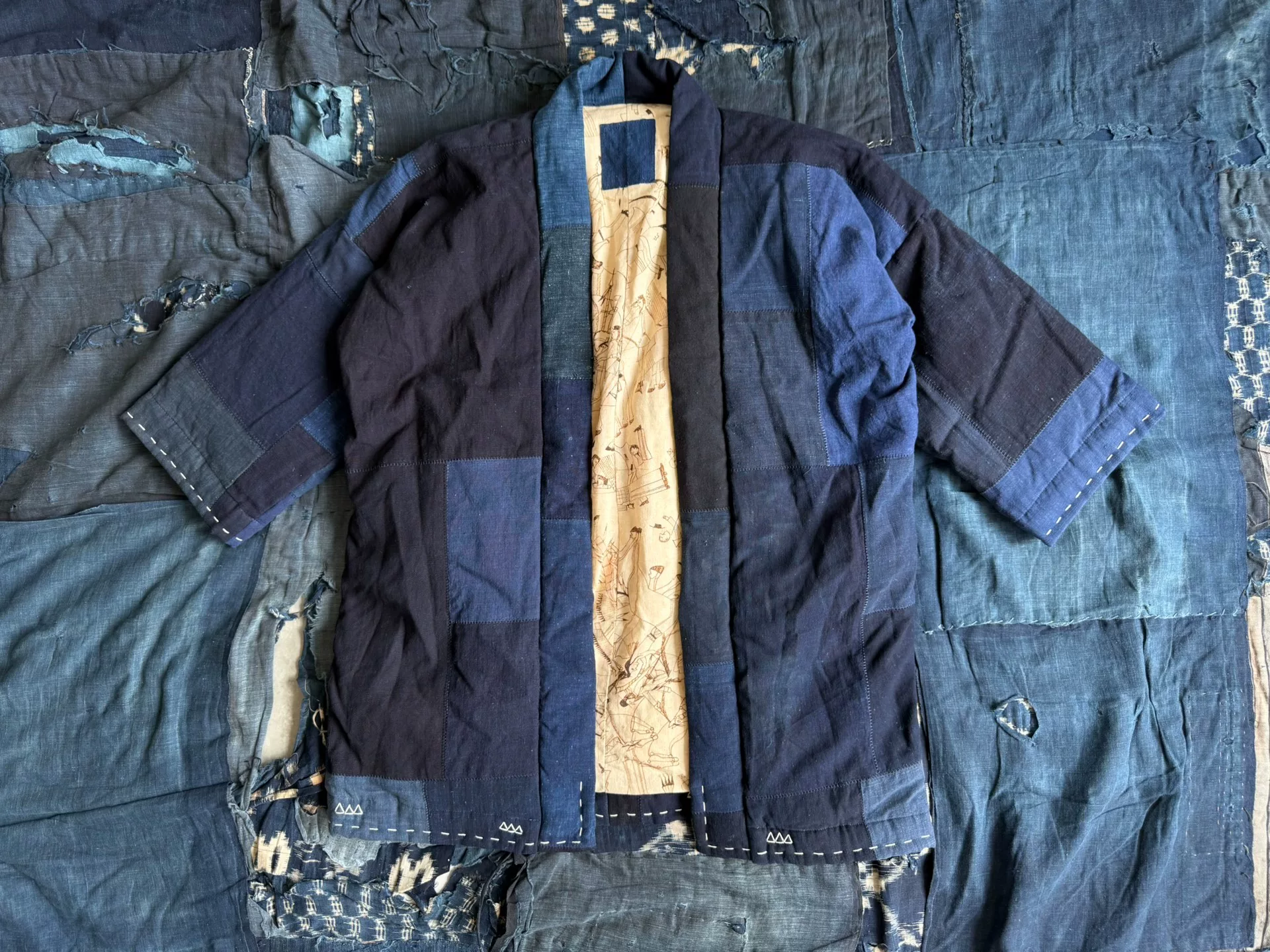 VISVIM SANJURO KIMONO DOWN INDIGO — front