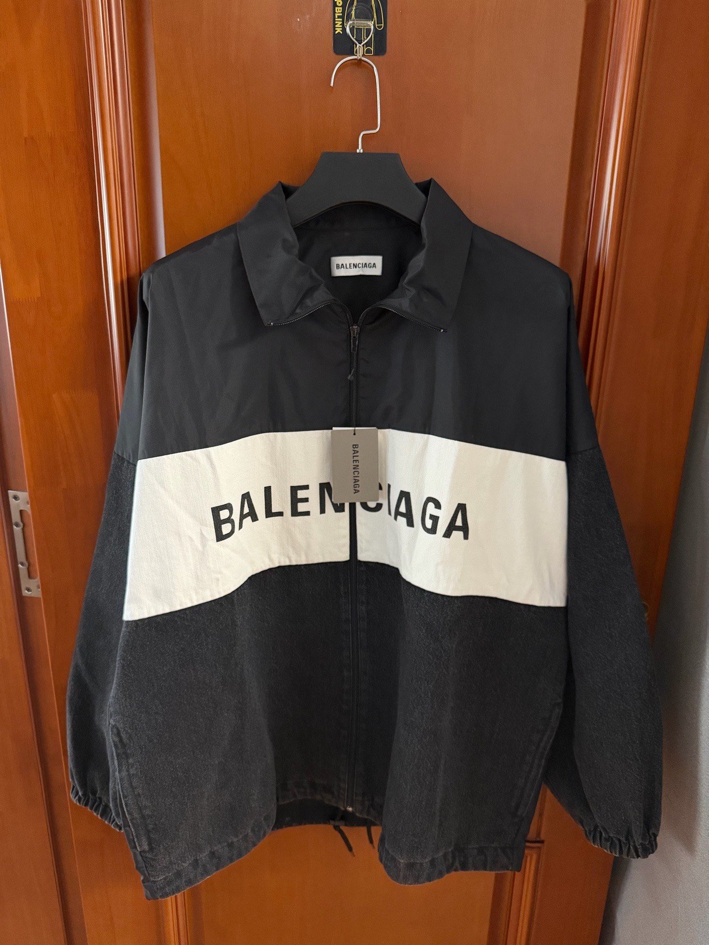 Balenciaga Black White Paneled Letter Jacket