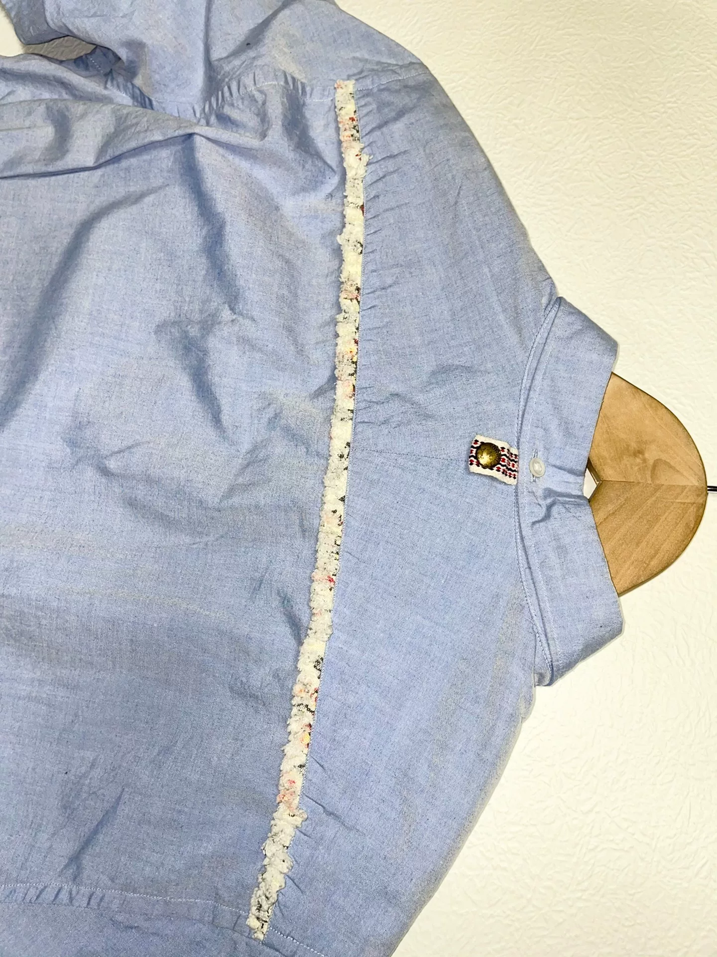 Visvim Giza Floral Fringe Patchwork Shirt — label