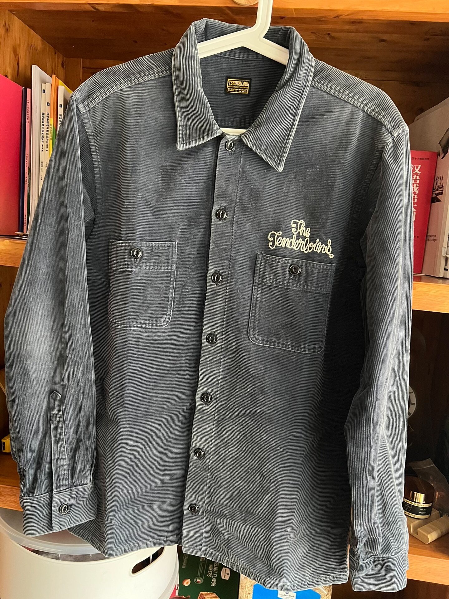 Tenderloin Japanese Indigo Corduroy Work Shirt — detail