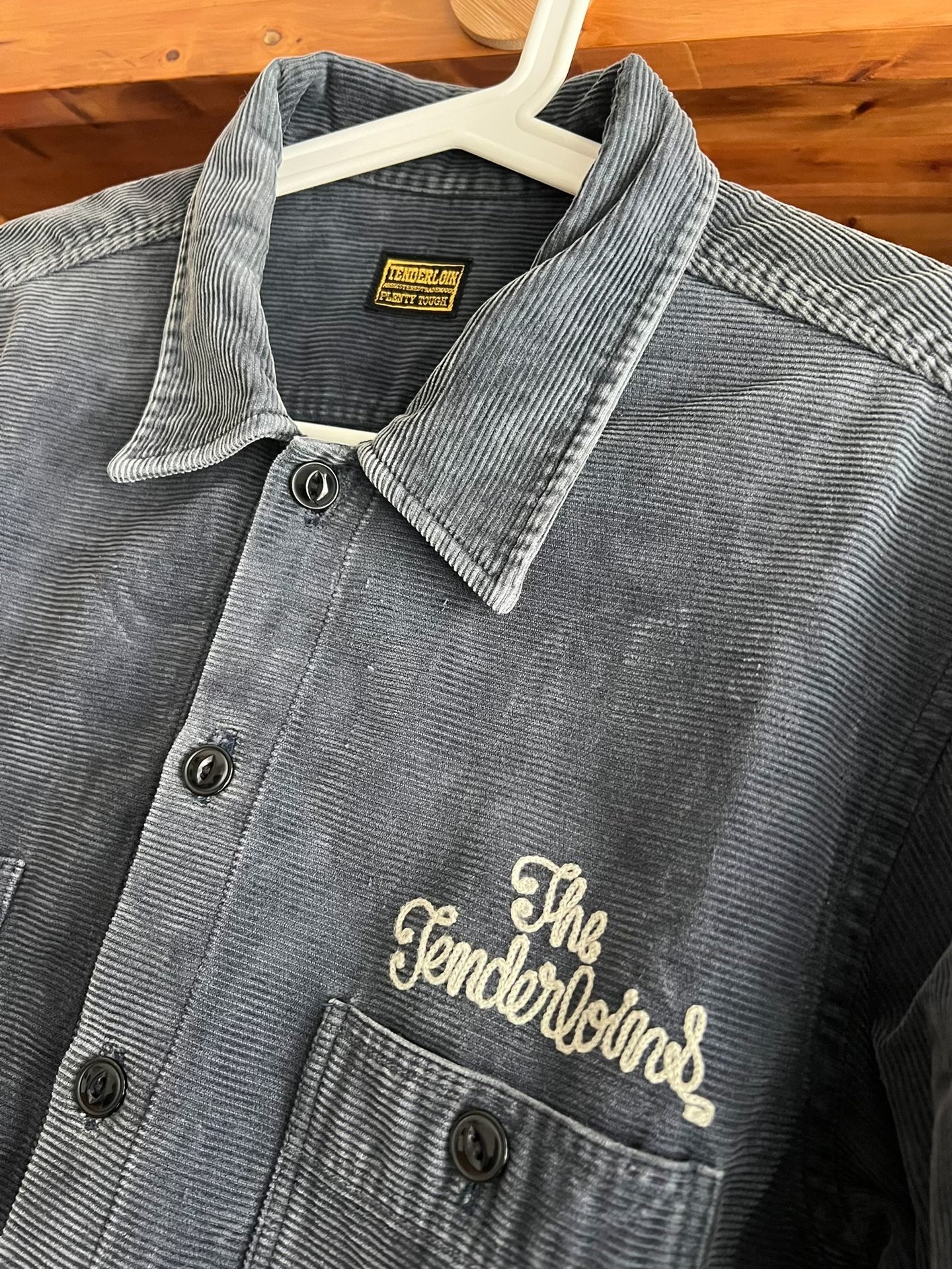 Tenderloin Japanese Indigo Corduroy Work Shirt — label